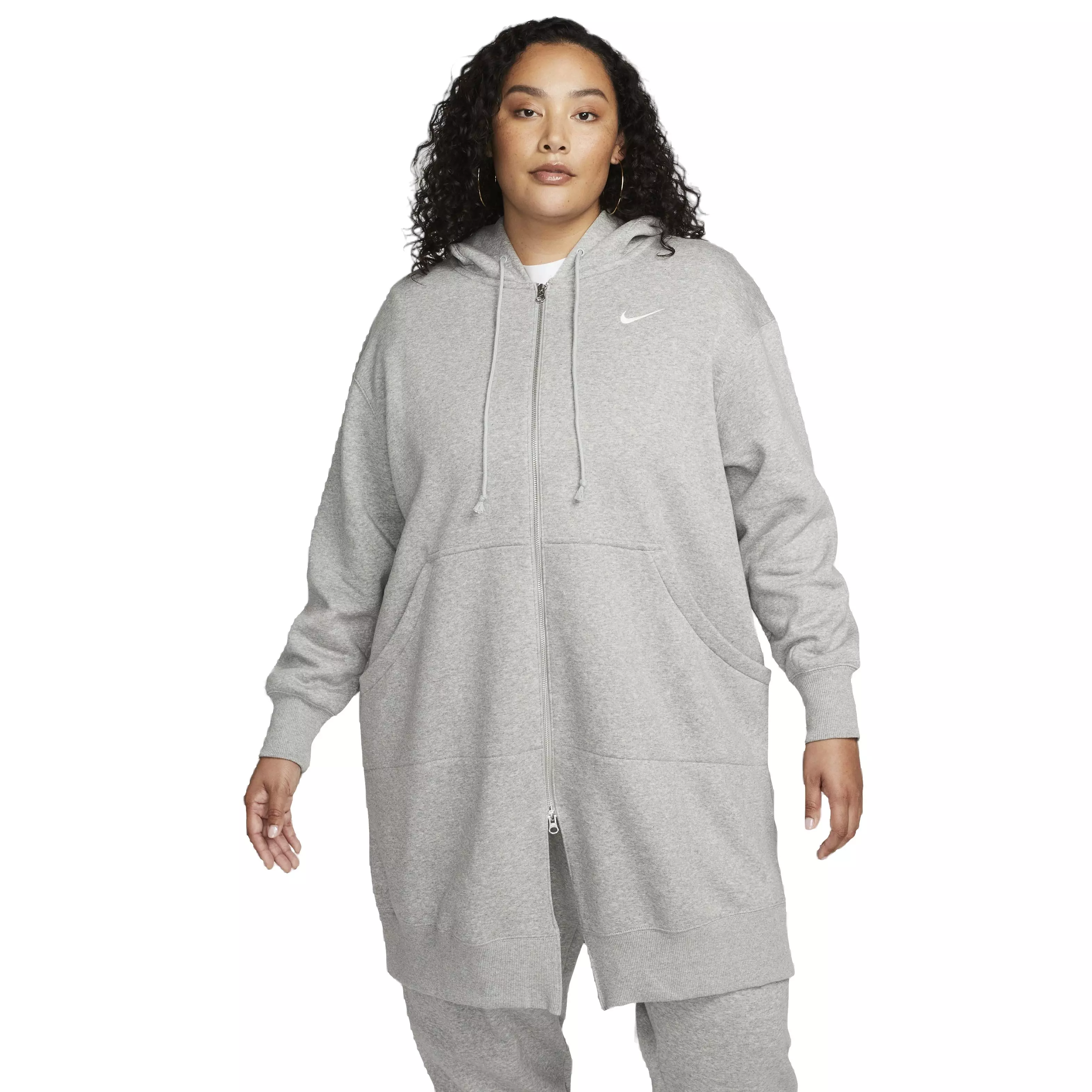 Nike Women's Sportswear Phoenix Fleece Long Full-Zip Oversized Long Jacket - GREY