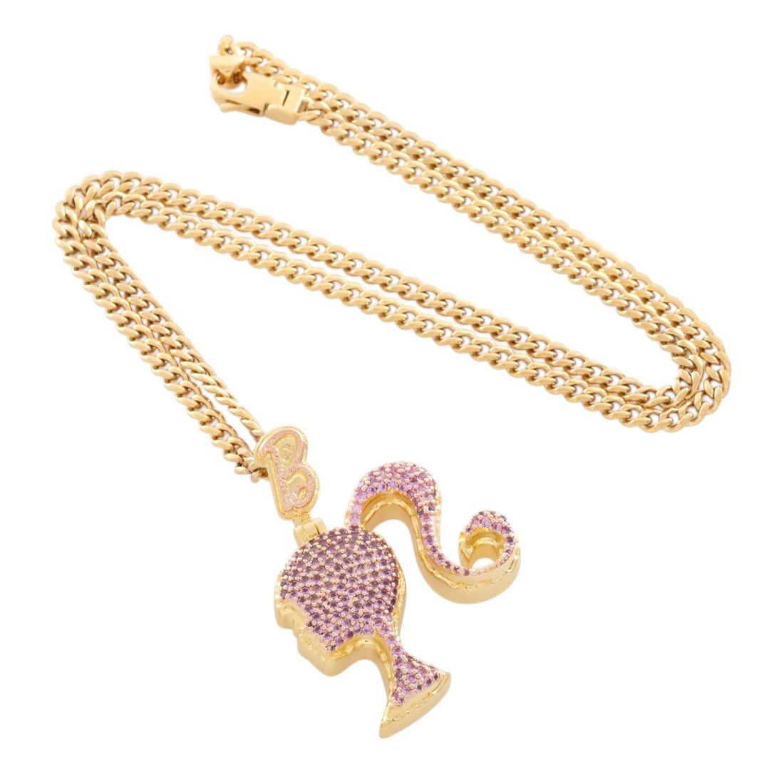 King Ice X Barbie Silhouette Necklace - Gold - GOLD