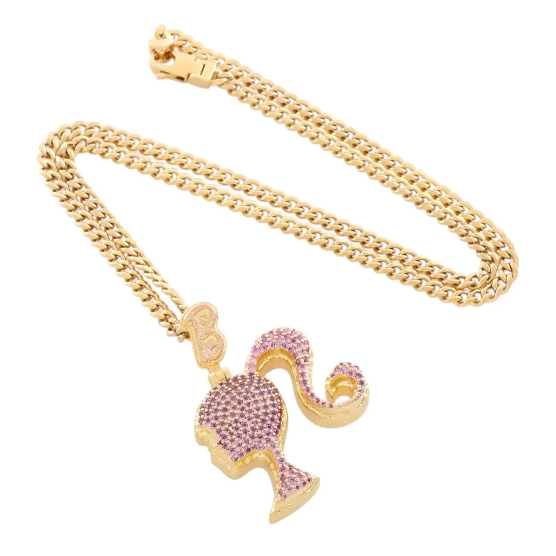 King Ice X Barbie Silhouette Necklace - Gold - GOLD