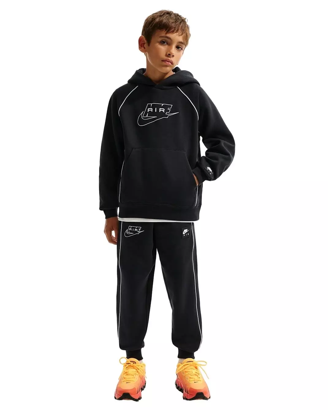 Nike Big Boys' Air Pullover Hoodie - Black - BLACK