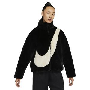 Nike Women's Sportswear Faux Fur Swoosh Jacket -Black