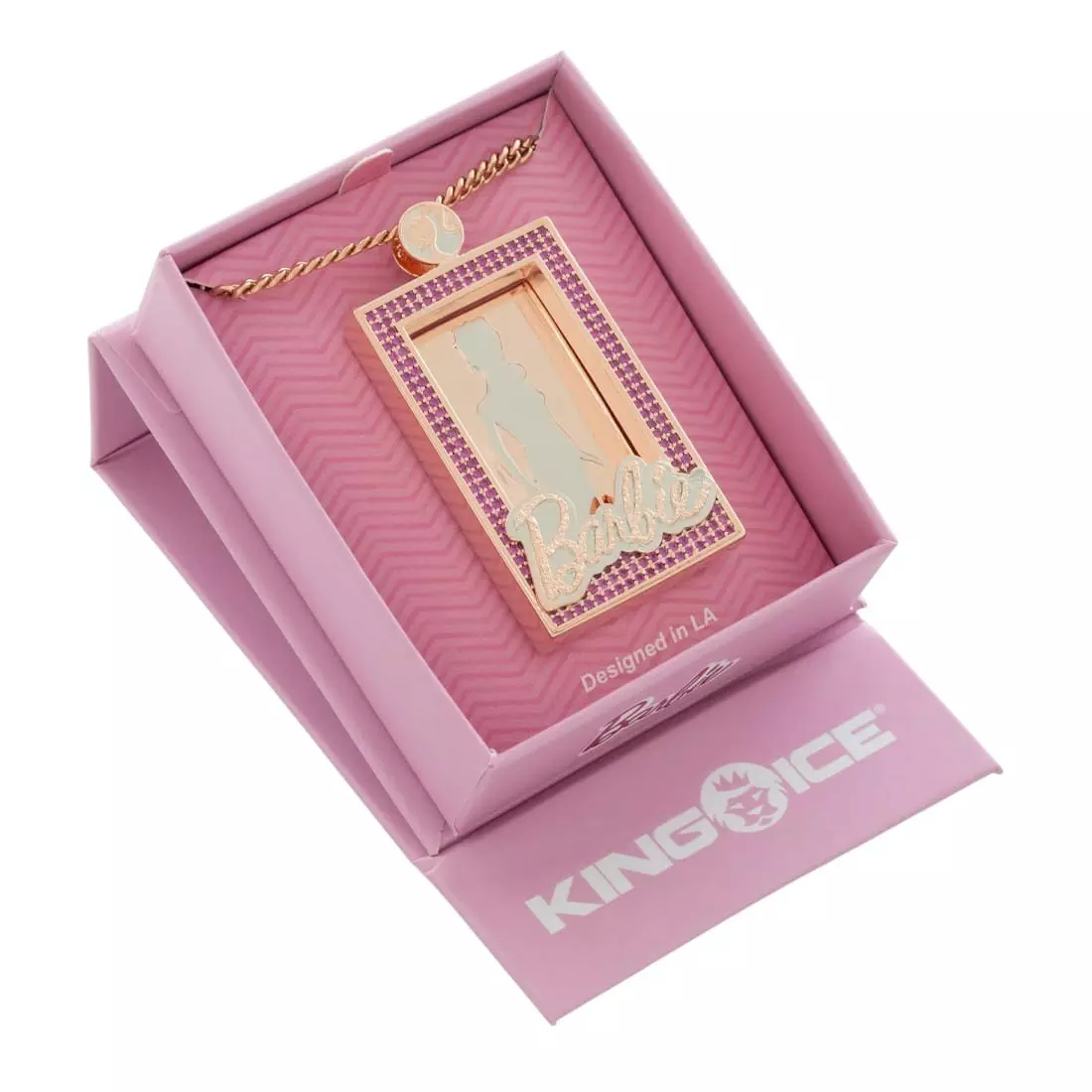 King Ice X Barbie You Can Be Anything Portrait Necklace - Rose Gold - ROSE GOLD