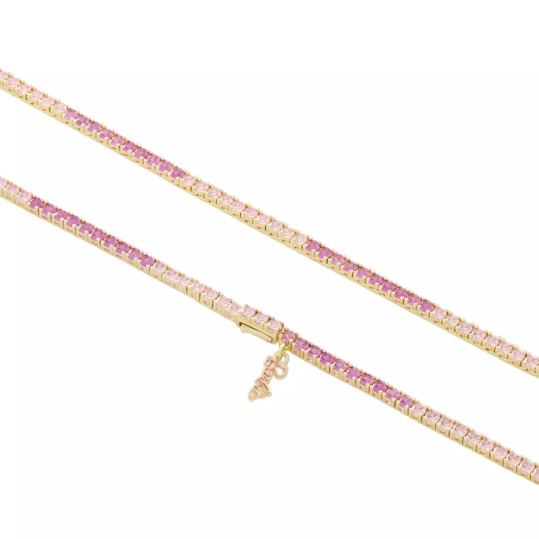 King Ice X Barbie 3mm You Can Be Anything Tennis Chain - Gold/Pink - GOLD/PINK