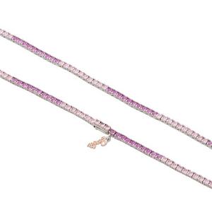 King Ice X Barbie 3mm You Can Be Anything Tennis Chain - White Gold/Pink - WHITE GOLD/PINK