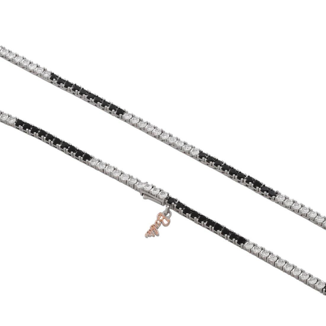King Ice X Barbie 3mm Forever Icon Tennis Chain - White Gold/Black - WHITE GOLD/BLACK