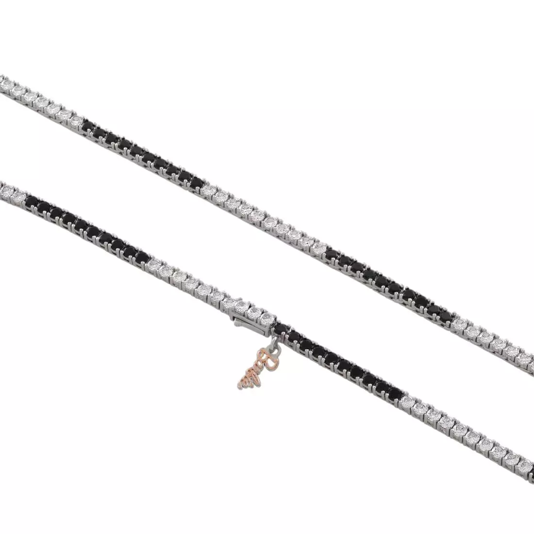 King Ice X Barbie 3mm Forever Icon Tennis Chain - White Gold/Black - WHITE GOLD/BLACK