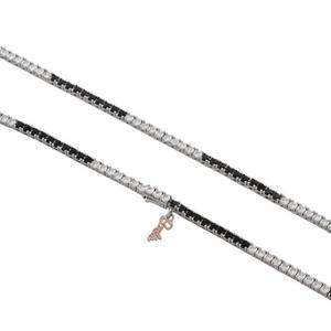 King Ice X Barbie 3mm Forever Icon Tennis Chain - White Gold/Black - WHITE GOLD/BLACK