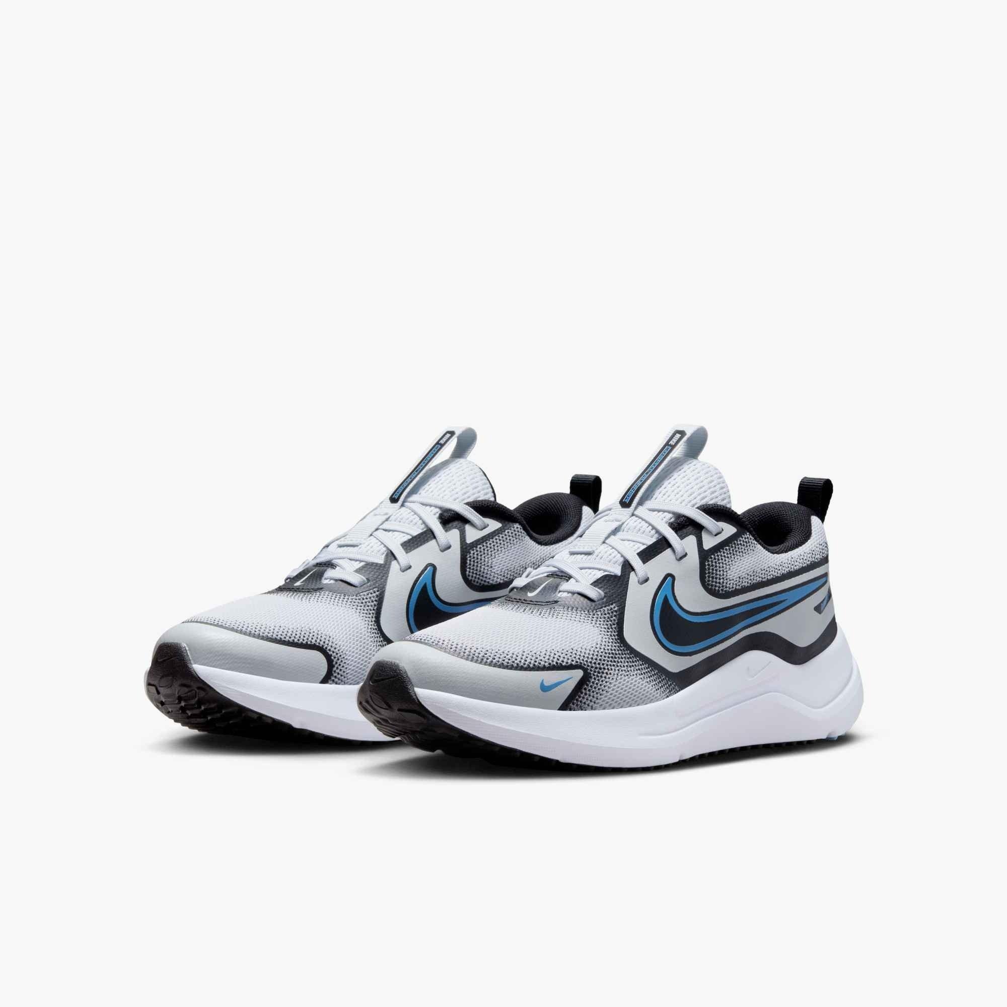 Nike Cosmic Runner "Pure Platinum/Black/White/Blue Beyond" Grade School Boys' Running Shoe - GREY/BLACK/WHITE/BLUE Thumbnail View 4