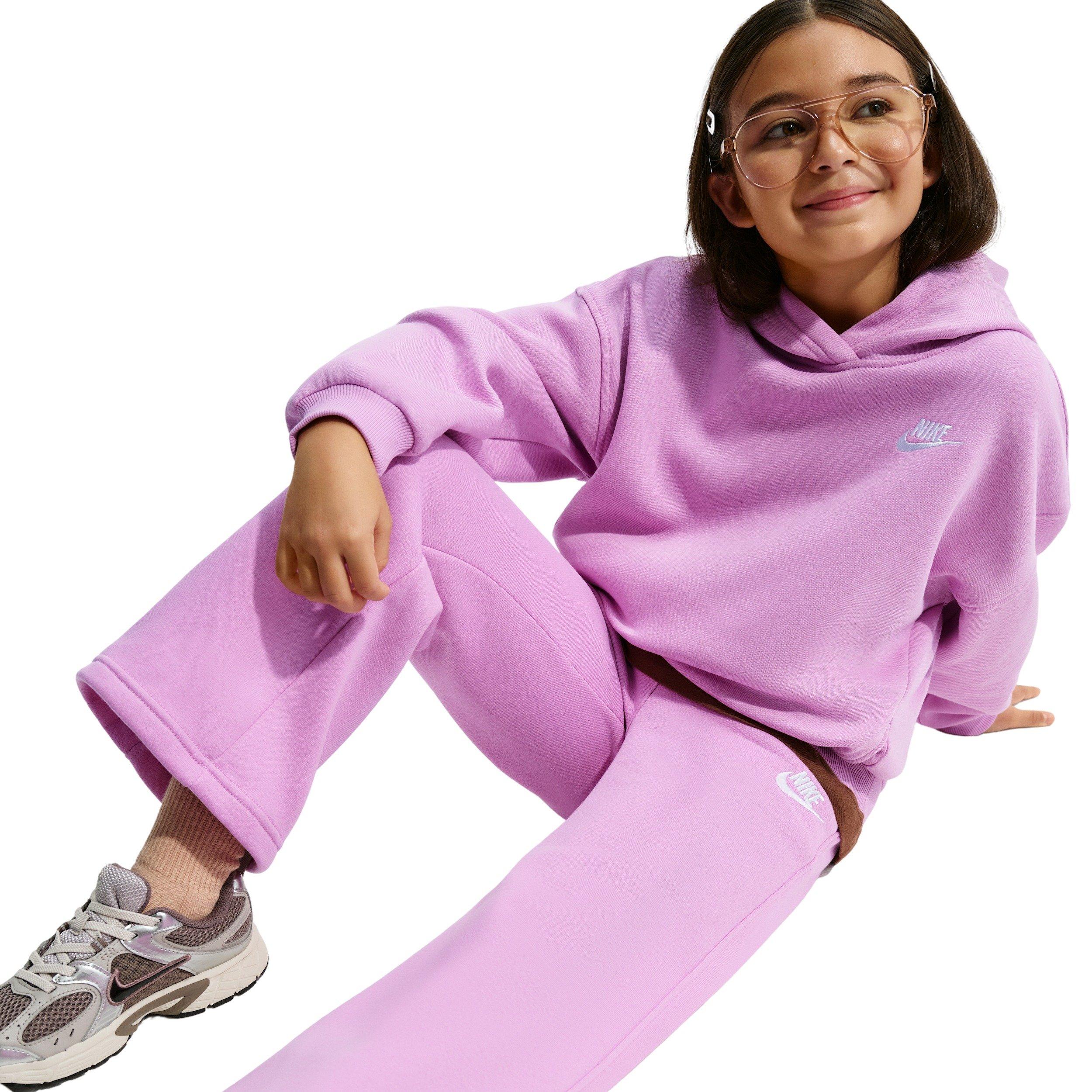 Nike Big Girls' Sportswear Club Fleece Wide-Leg Pants -Lt Magenta - LT MAGENTA Thumbnail View 3