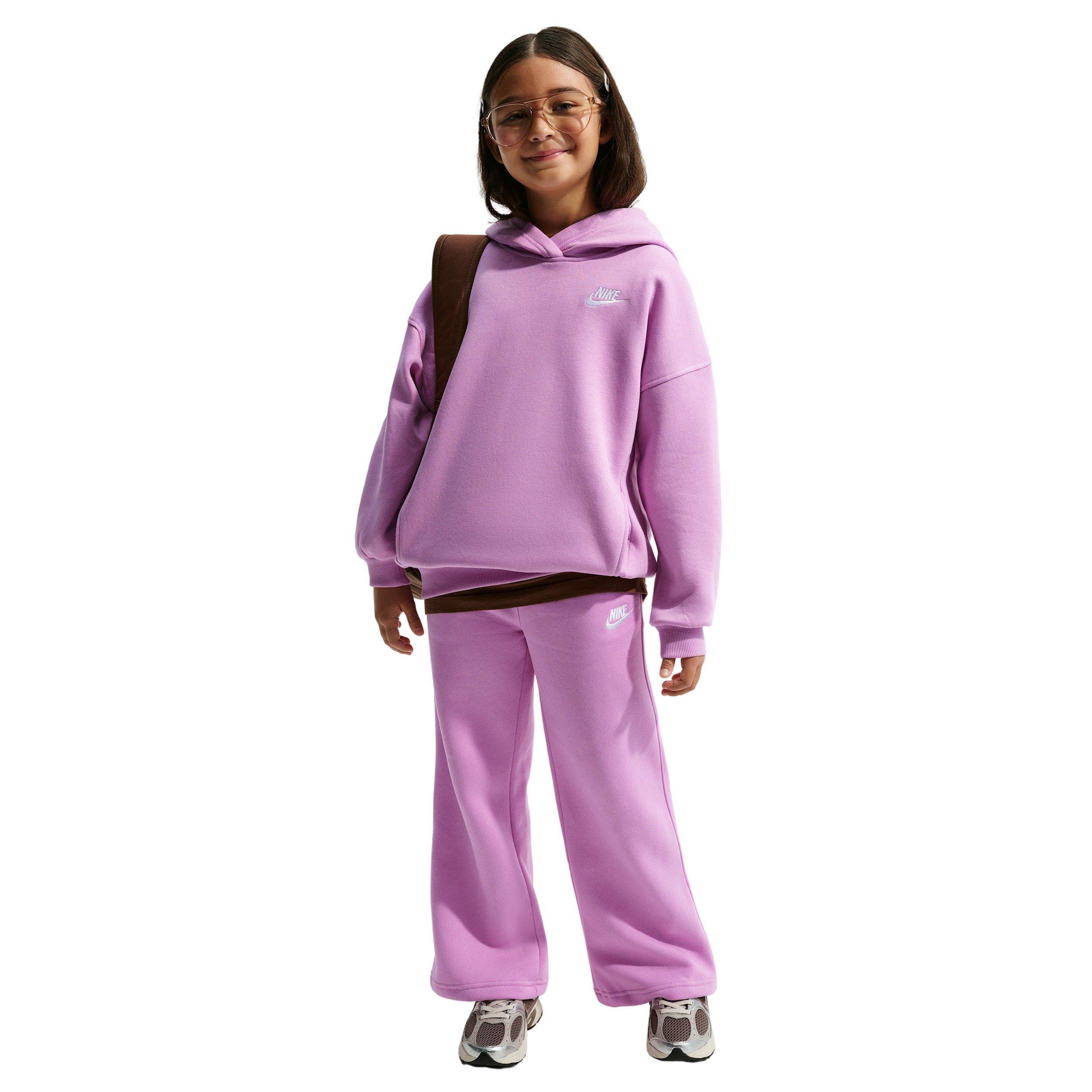Nike Big Girls' Sportswear Club Fleece Wide-Leg Pants -Lt Magenta - LT MAGENTA Thumbnail View 4