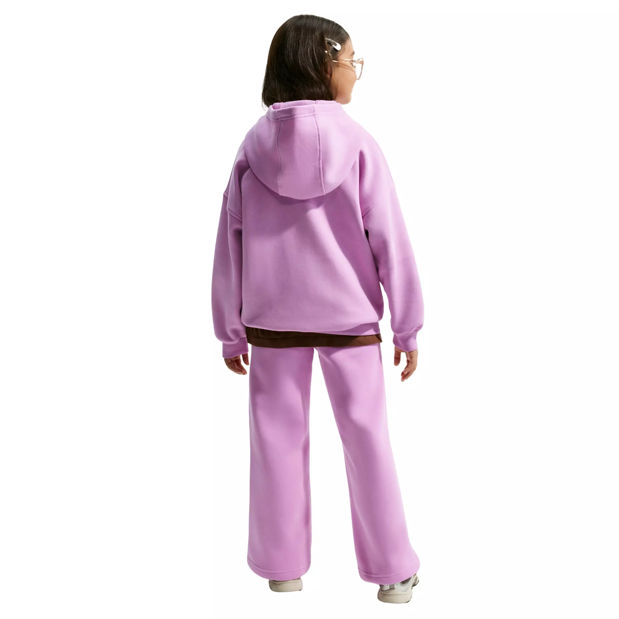 Nike Big Girls' Sportswear Club Fleece Wide-Leg Pants - Lt Magenta - LT MAGENTA