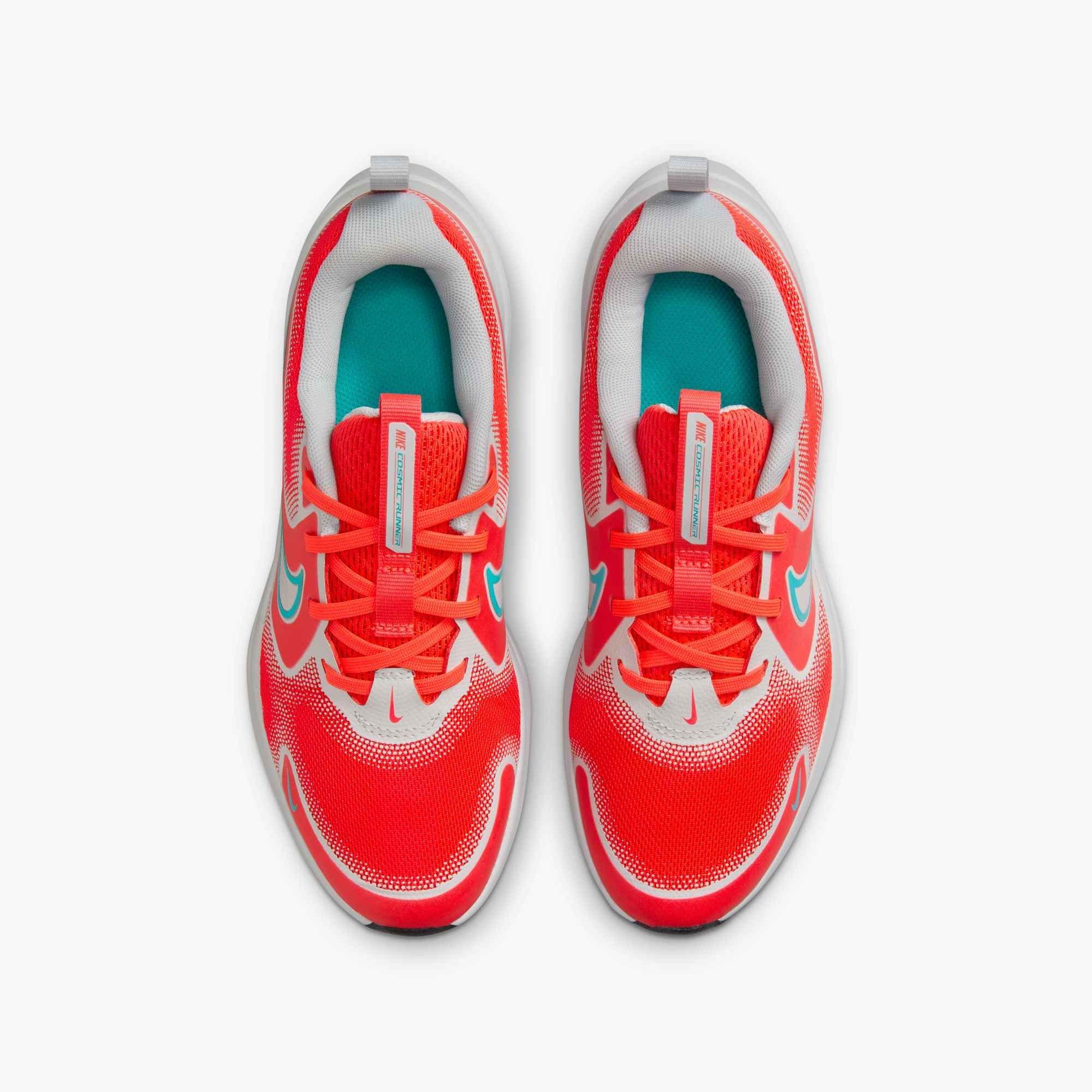 Nike Cosmic Runner "Bright Crimson/Pure Platinum/Black/Dusty Cactus" Grade School Boys' Running Shoe - CRIMSON/WHITE/TURQUOISE Thumbnail View 3