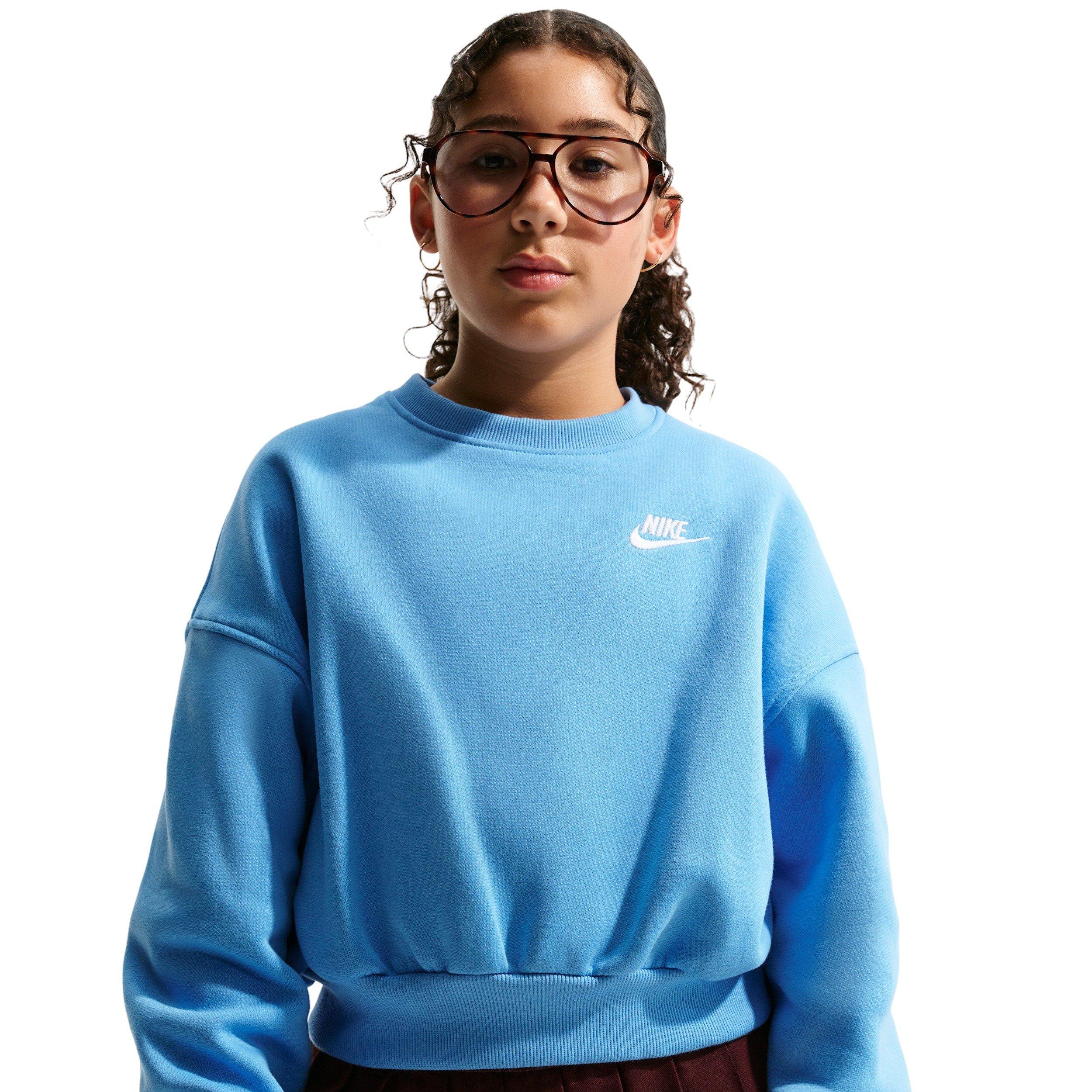 Nike Big Girls' Sportswear Club Fleece Boxy Crew-Neck Sweatshirt - Blue - BLUE Thumbnail View 1