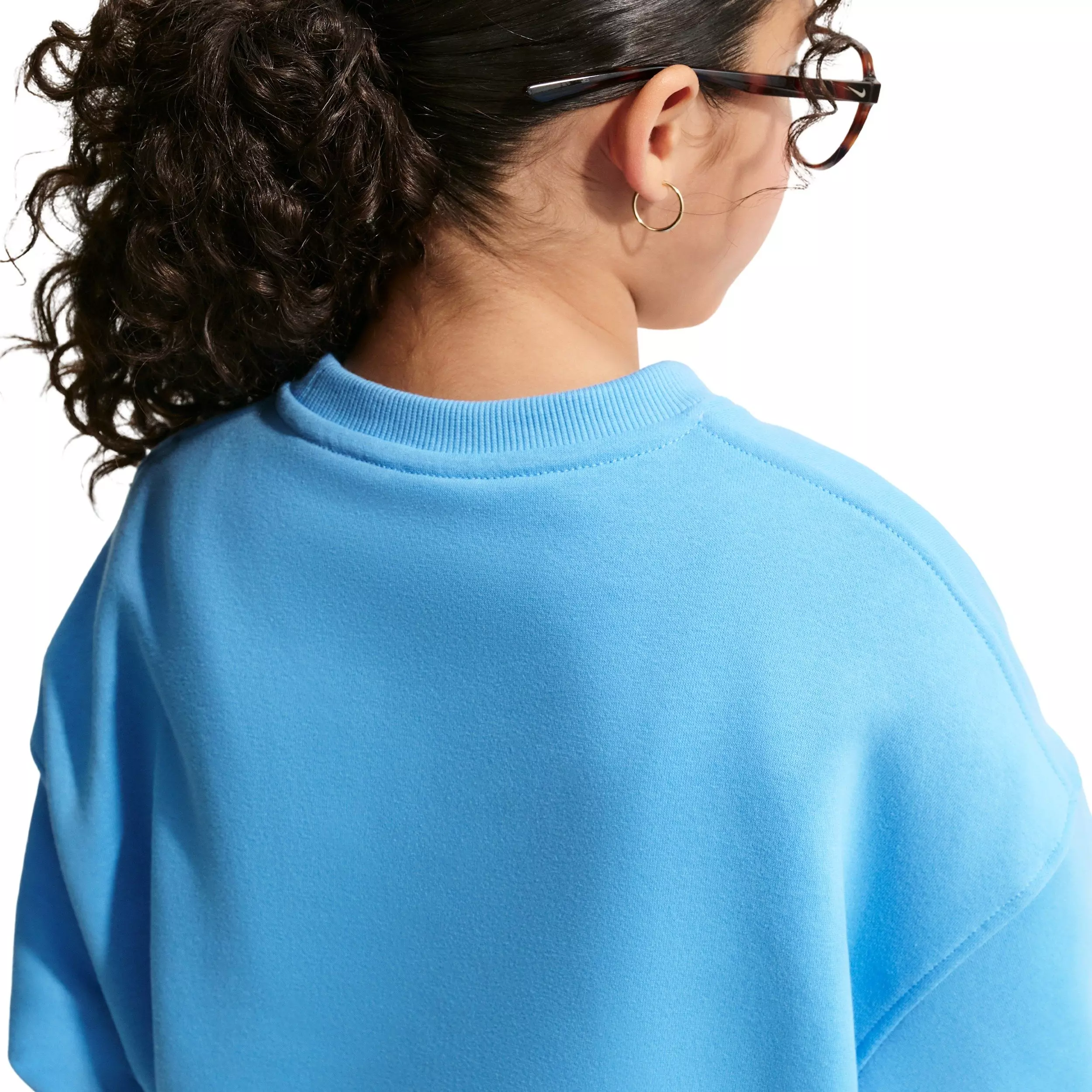 Nike Big Girls' Sportswear Club Fleece Boxy Crew-Neck Sweatshirt -Blue - BLUE