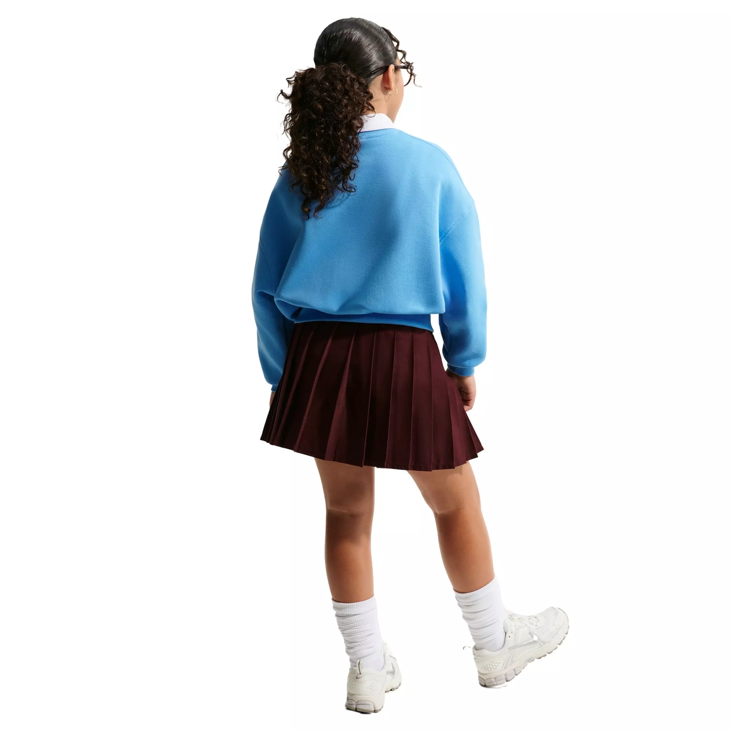 Nike Big Girls' Sportswear Club Fleece Boxy Crew-Neck Sweatshirt -Blue - BLUE