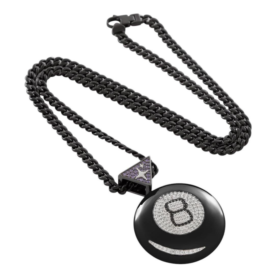 King Ice X Magic 8 Ball Necklace - Black - BLACK
