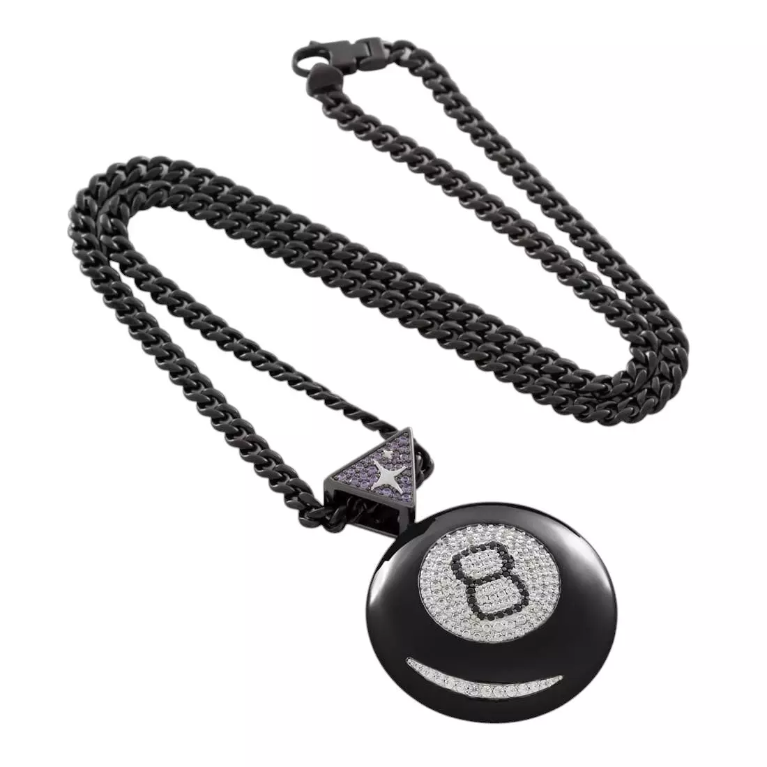 King Ice X Magic 8 Ball Necklace - Black - BLACK