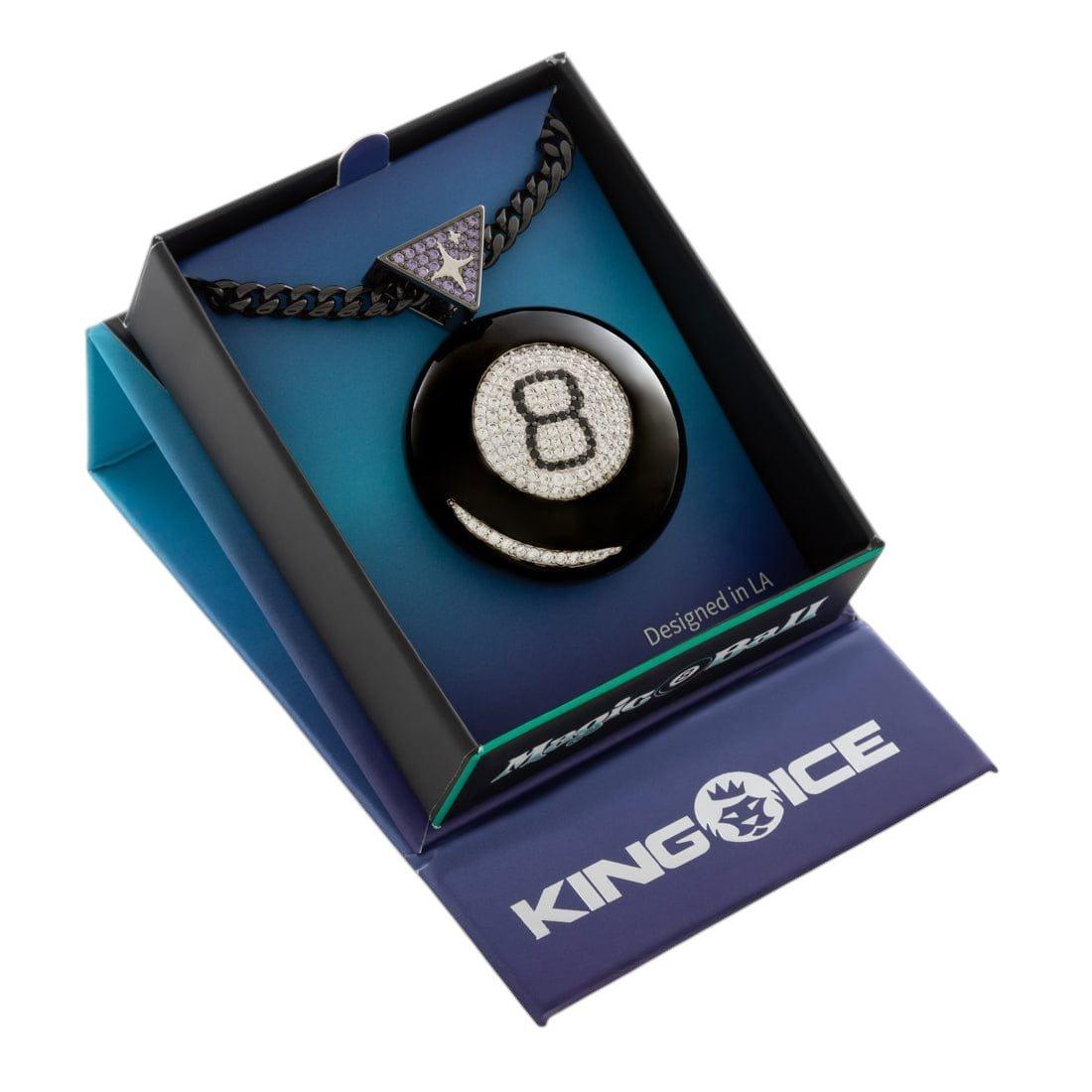 King Ice X Magic 8 Ball Necklace - Black - BLACK