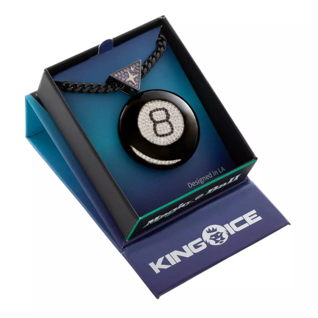 King Ice X Magic 8 Ball Necklace - Black - BLACK
