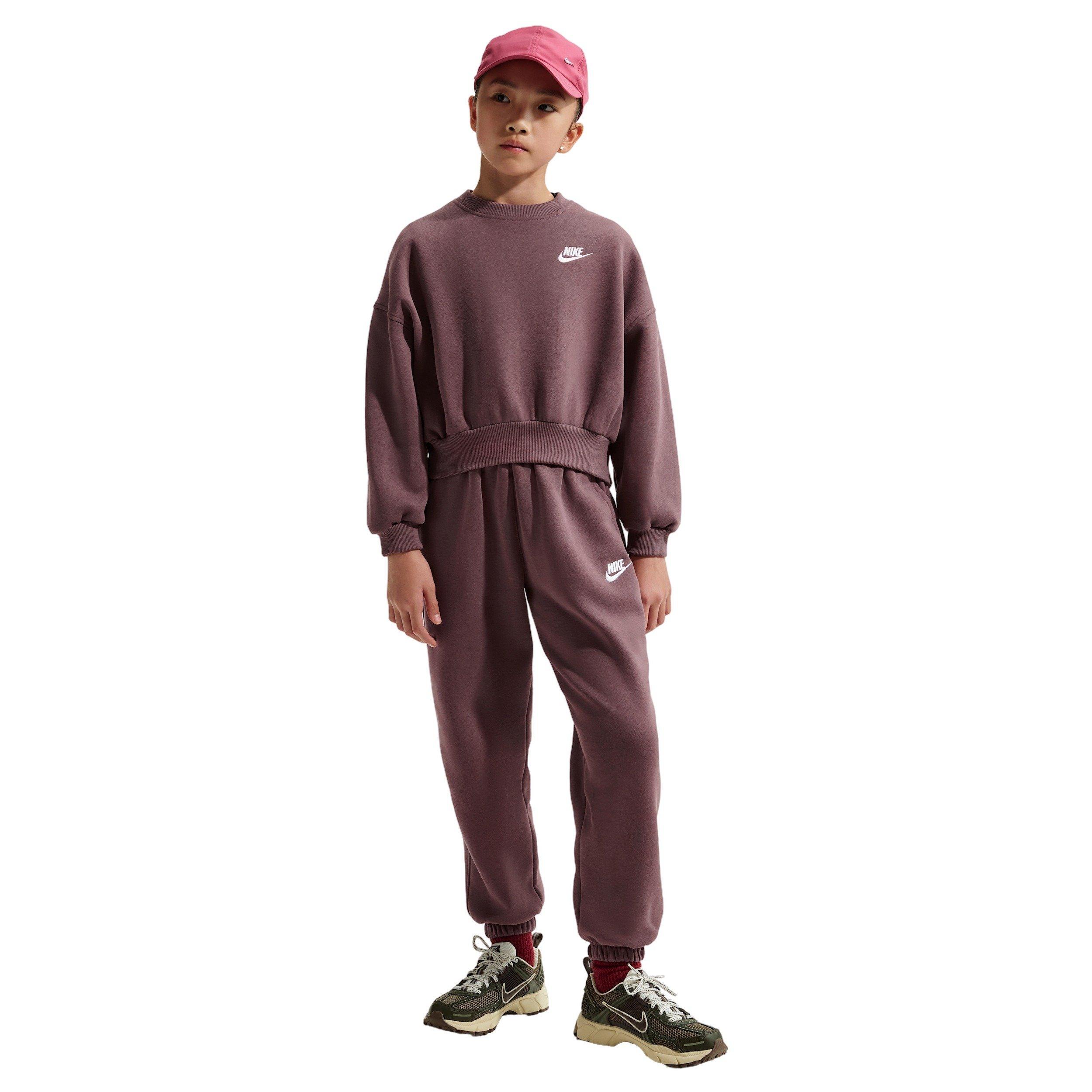 Nike Big Girls' Sportswear Club Fleece Boxy Crew-Neck Sweatshirt -Tattoo Purple - TATTOO PURPLE Thumbnail View 4