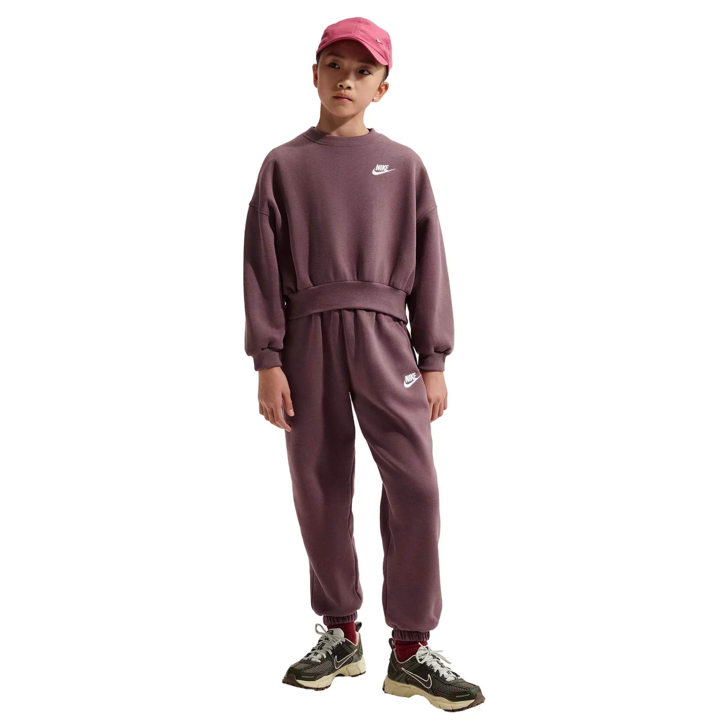 Nike Big Girls' Sportswear Club Fleece Boxy Crew-Neck Sweatshirt -Tattoo Purple - TATTOO PURPLE