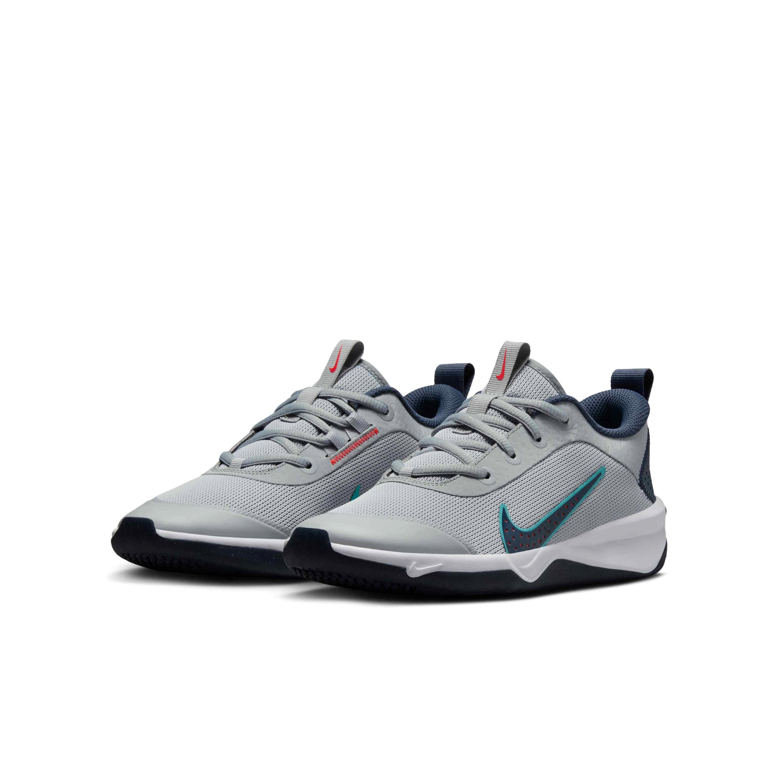 Nike Omni Multi-Court Grade School Boys' "Wolf Grey/Crimson/Dusty Cactus/Thunder Blue" Shoe