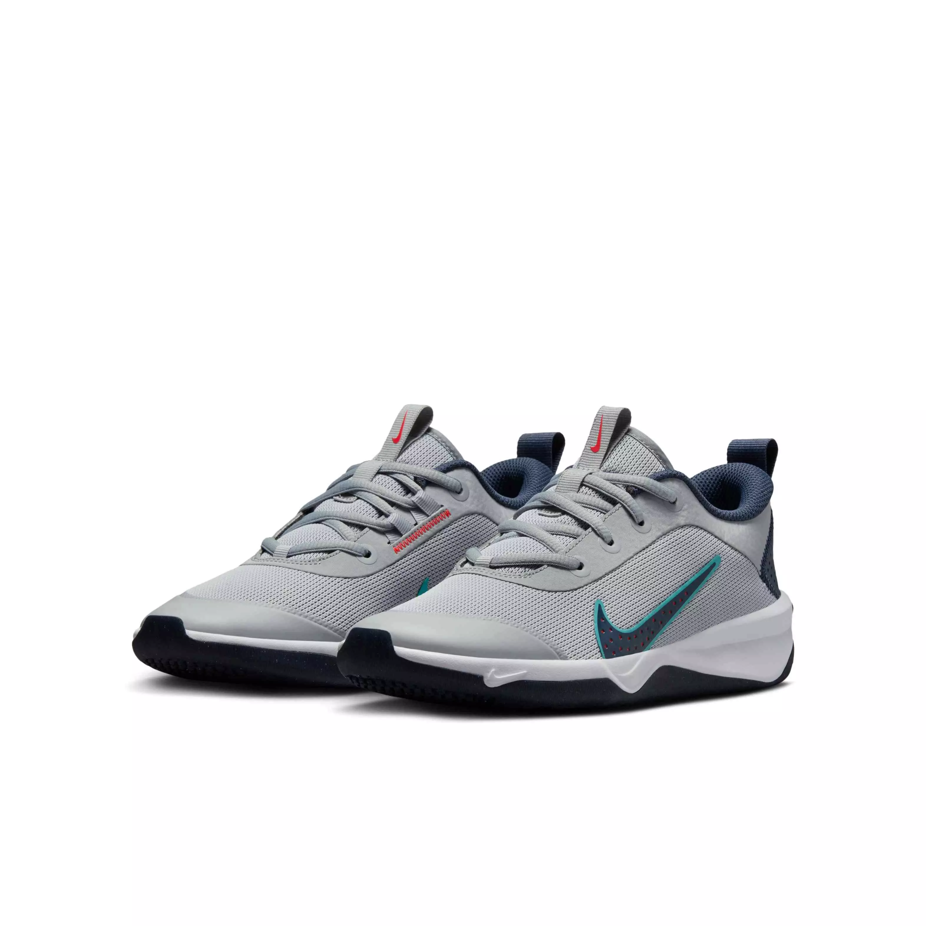Nike Omni Multi-Court "Wolf Grey/Crimson/Dusty Cactus/Thunder Blue" Grade School Boys' Shoe - GREY/CRIMSON/CACTUS/BLUE