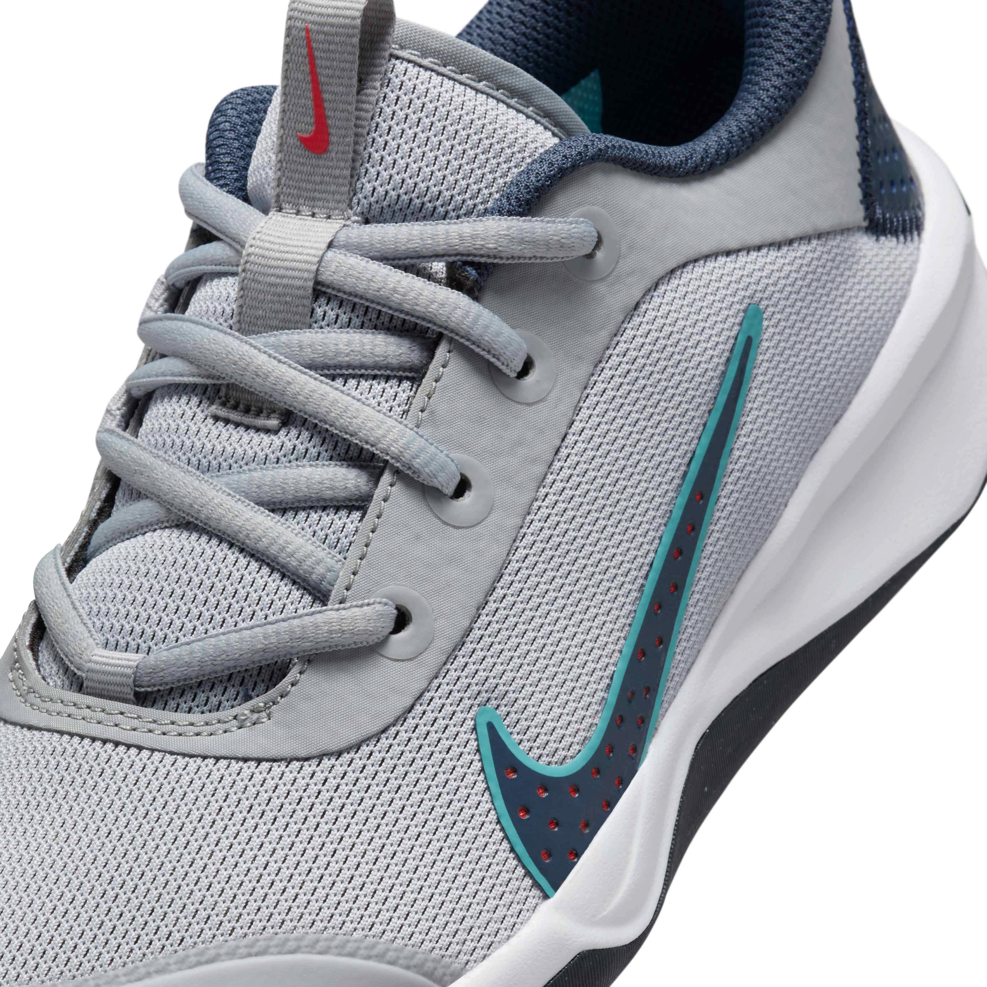 Nike Omni Multi-Court Grade School Boys' "Wolf Grey/Crimson/Dusty Cactus/Thunder Blue" Shoe
