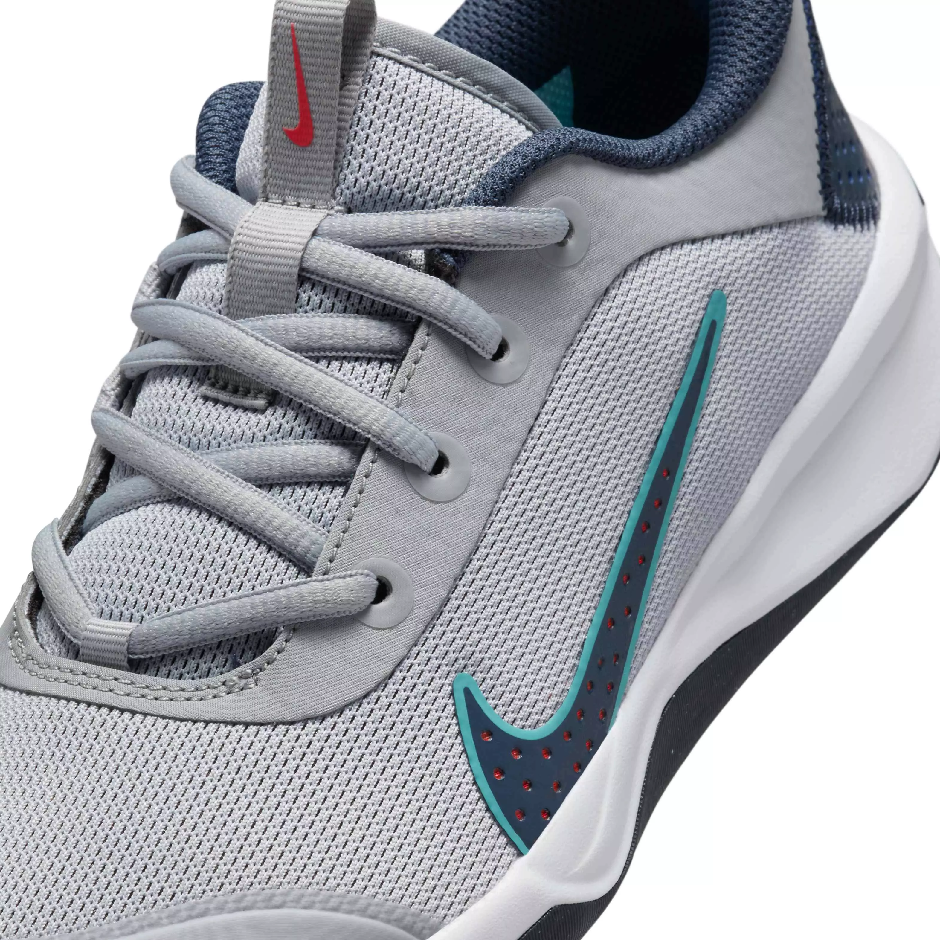 Nike Omni Multi-Court "Wolf Grey/Crimson/Dusty Cactus/Thunder Blue" Grade School Boys' Shoe - GREY/CRIMSON/CACTUS/BLUE