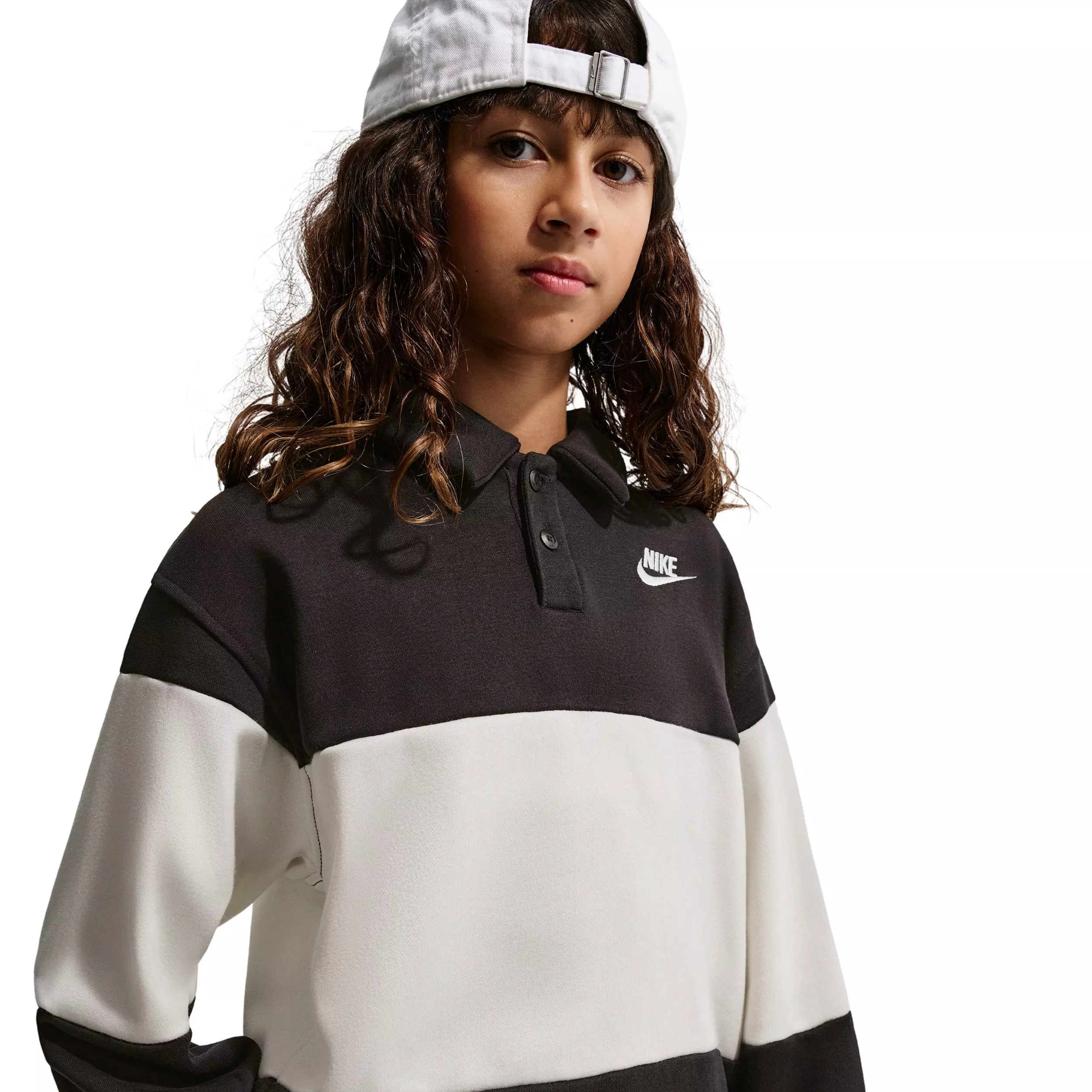 Nike Big Kids' Sportswear Club French Terry Rugby Shirt - Black - BLACK