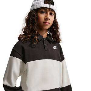 Nike Big Kids' Sportswear Club French Terry Rugby Shirt - Black - BLACK