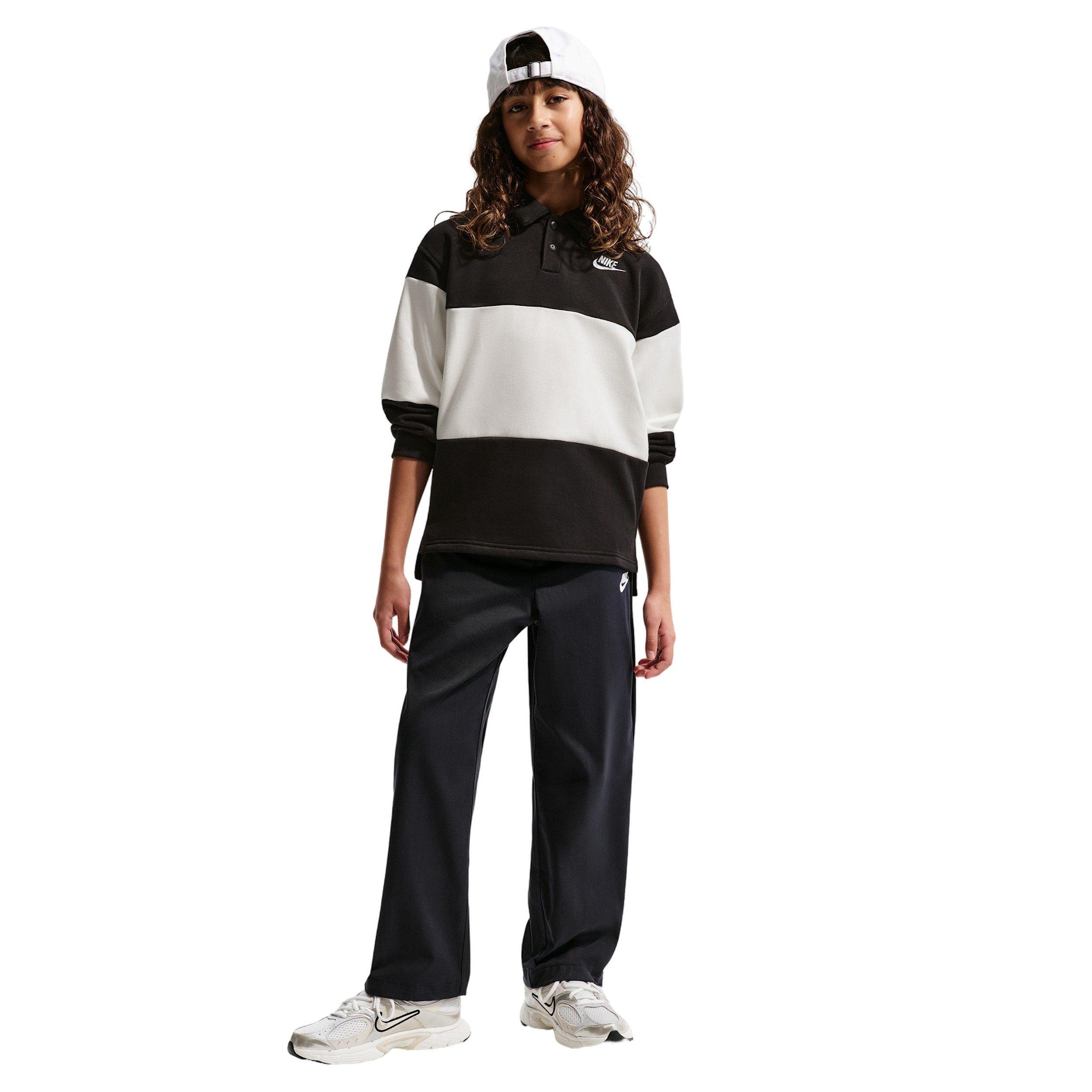 Nike Big Kids' Sportswear Club French Terry Rugby Shirt - Black - BLACK