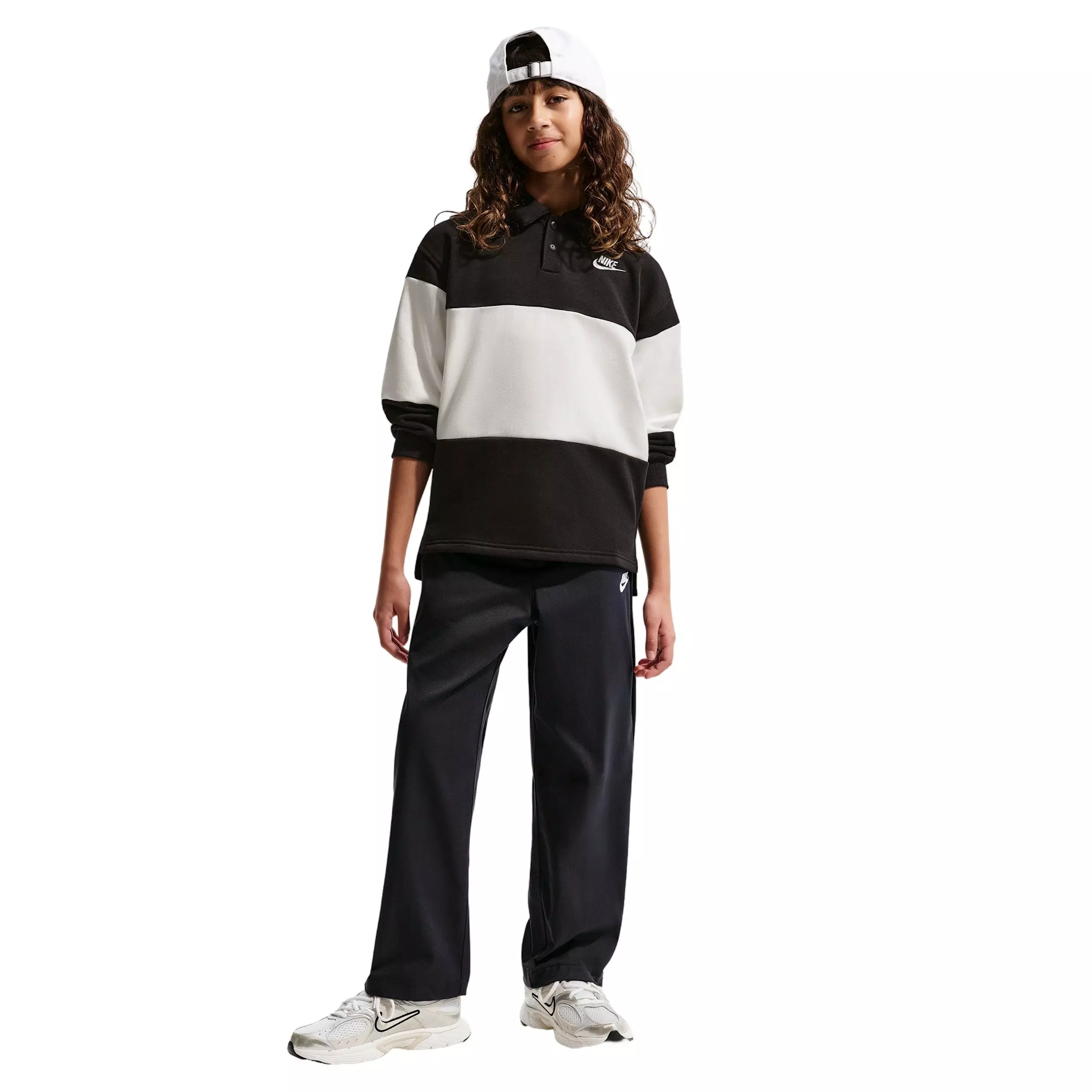 Nike Big Kids' Sportswear Club French Terry Rugby Shirt - Black - BLACK