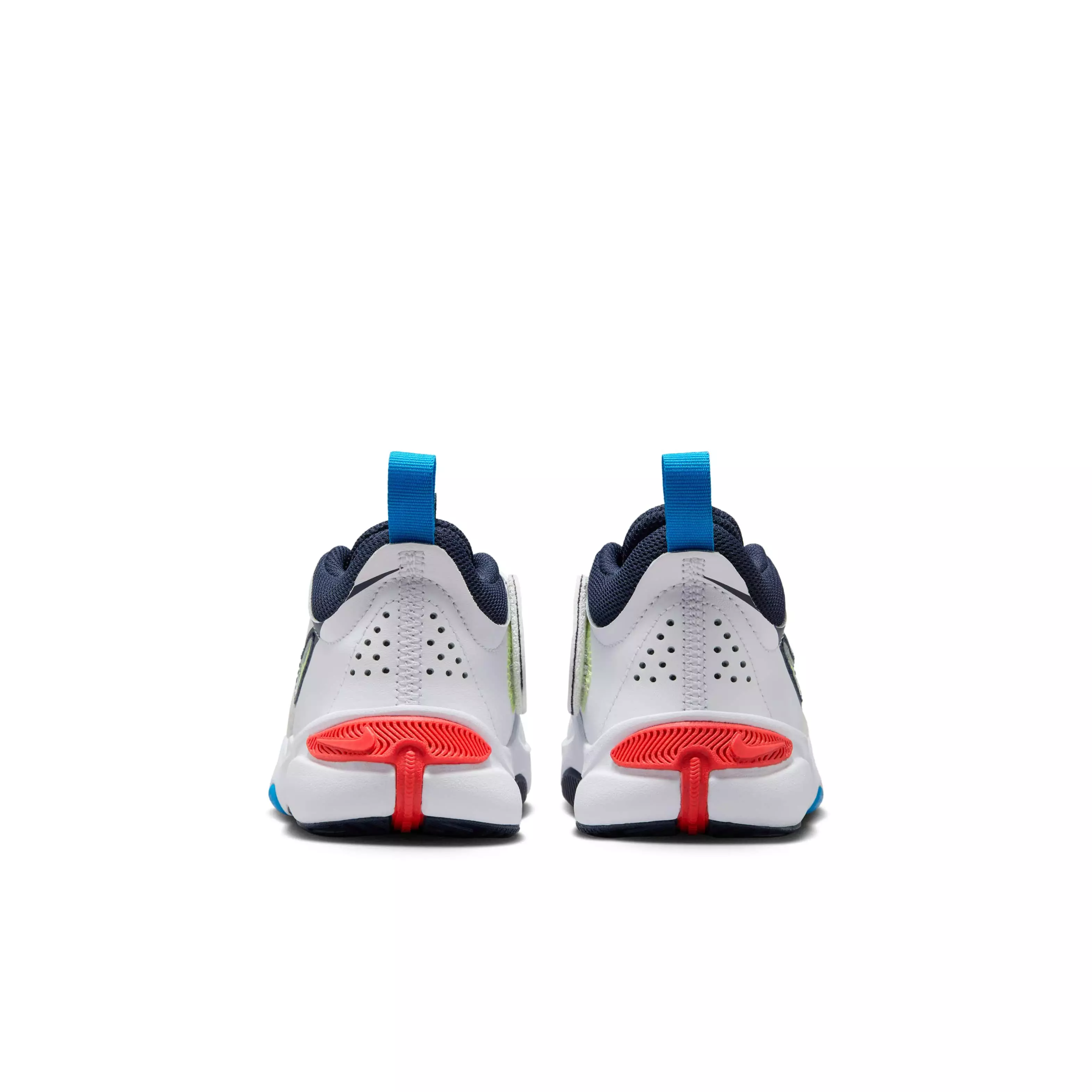 Nike Team Hustle D 11 "White/Crimson/Photo Blue/Lt Lemon Twist" Preschool Boys' Basketball Shoe - WHITE/CRIMSON/BLUE/LT LEMON