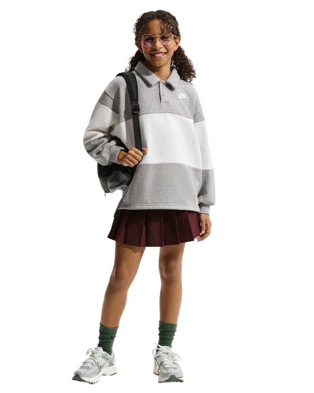 Nike Big Kids' Sportswear Club French Terry Rugby Shirt - Grey - GREY Thumbnail View 5