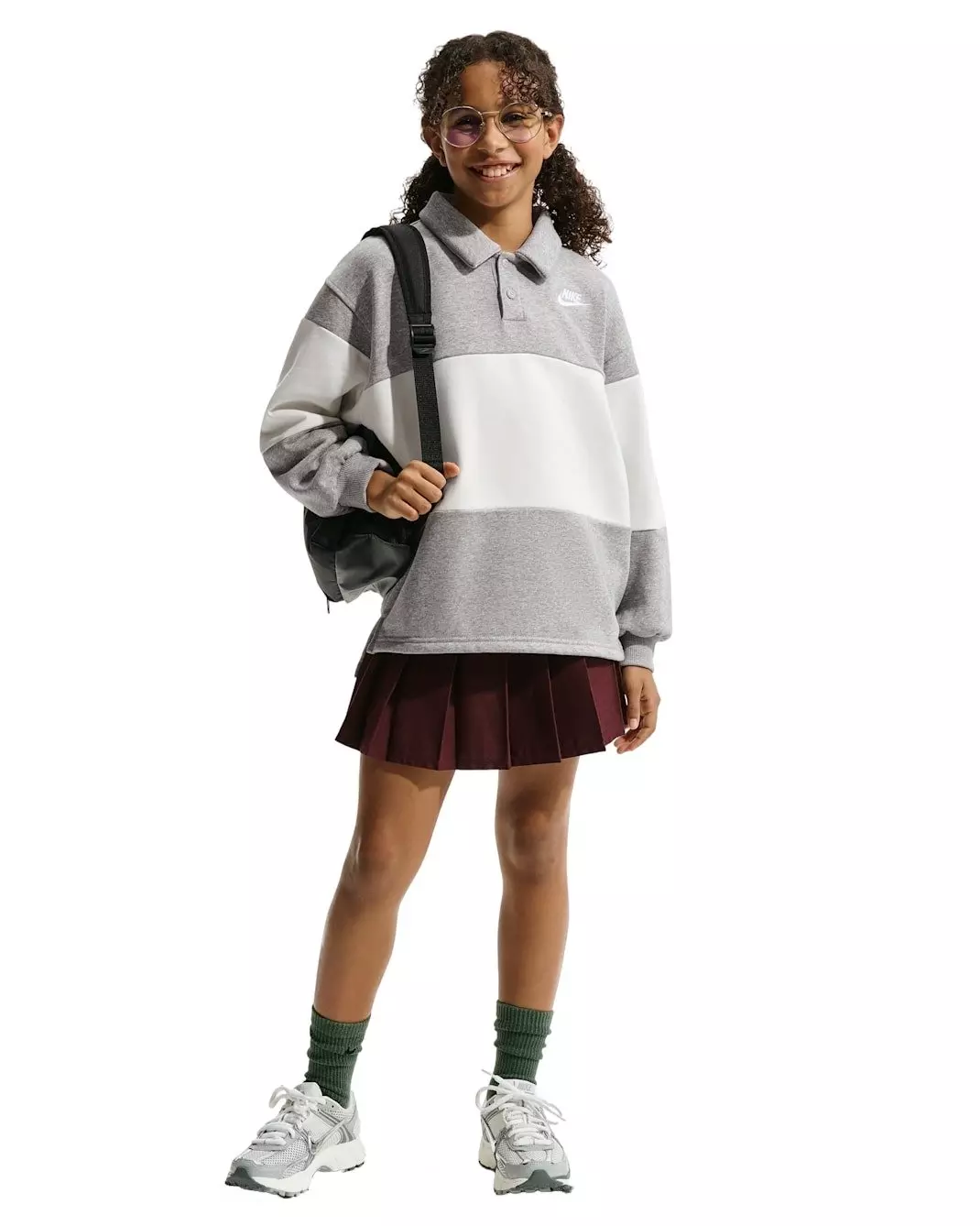 Nike Big Kids' Sportswear Club French Terry Rugby Shirt - Grey - GREY