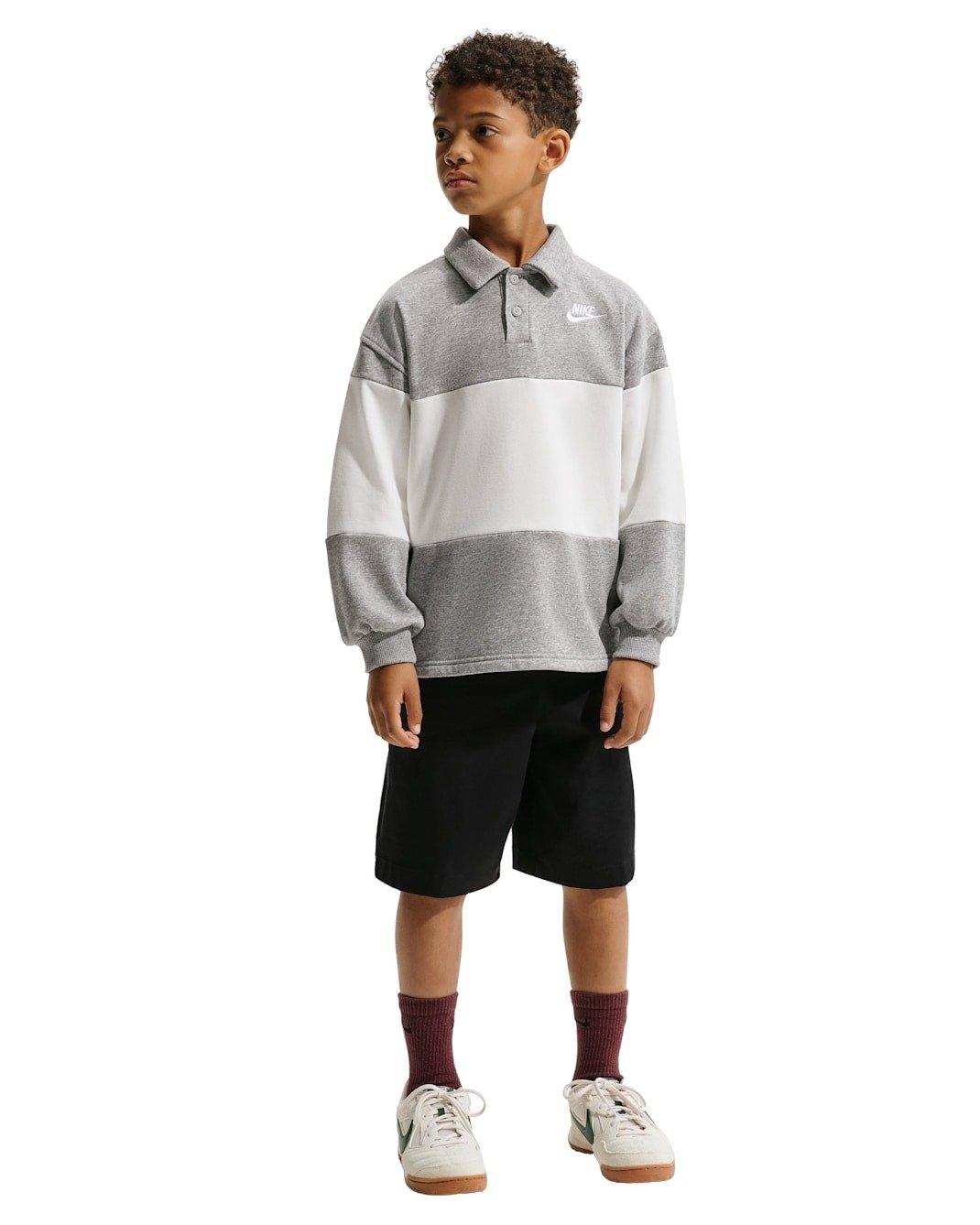 Nike Big Kids' Sportswear Club French Terry Rugby Shirt - Grey - GREY Thumbnail View 6