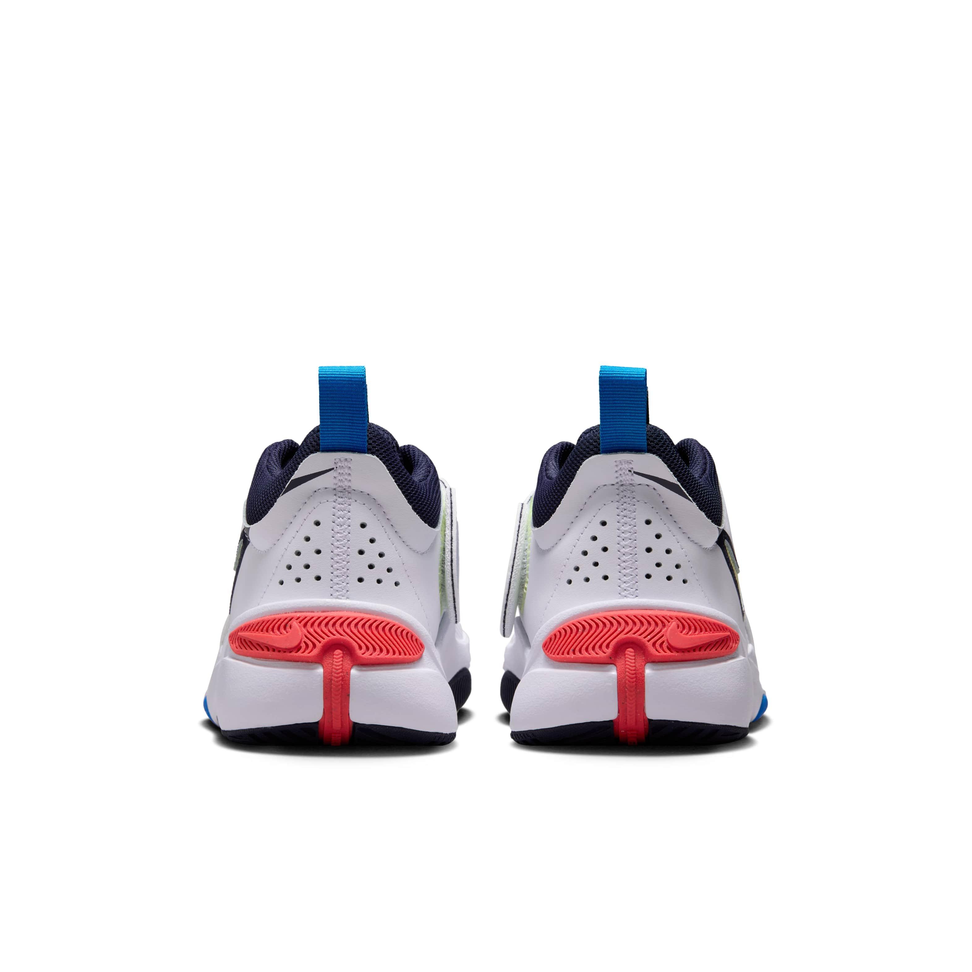 Nike Team Hustle D 11 Grade School Boys' "White/Crimson/Photo Blue/Lt Lemon Twist" Basketball Shoe