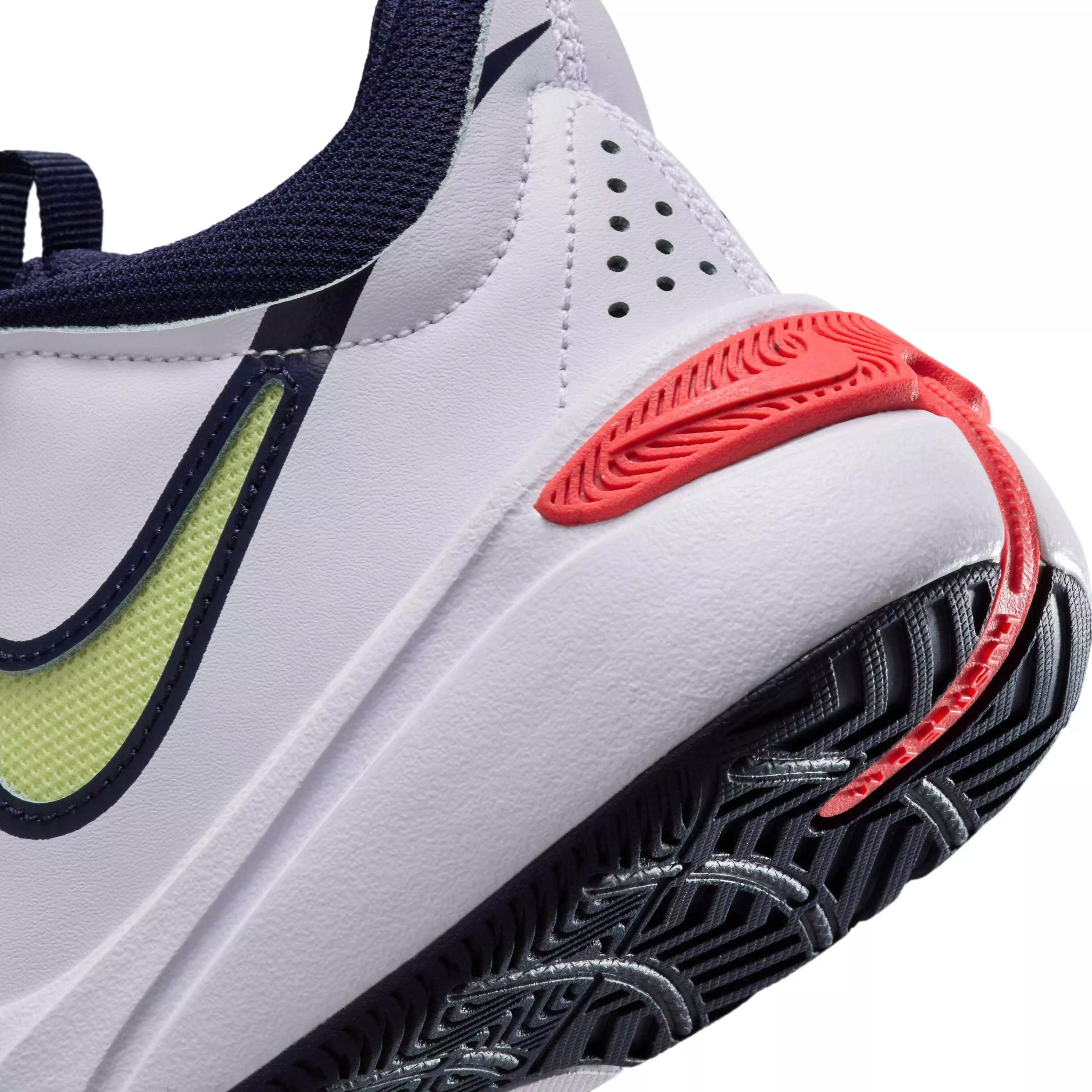 Nike Team Hustle D 11 "White/Crimson/Photo Blue/Lt Lemon Twist" Grade School Boys' Basketball Shoe - WHITE/CRIMSON/BLUE/LT LEMON