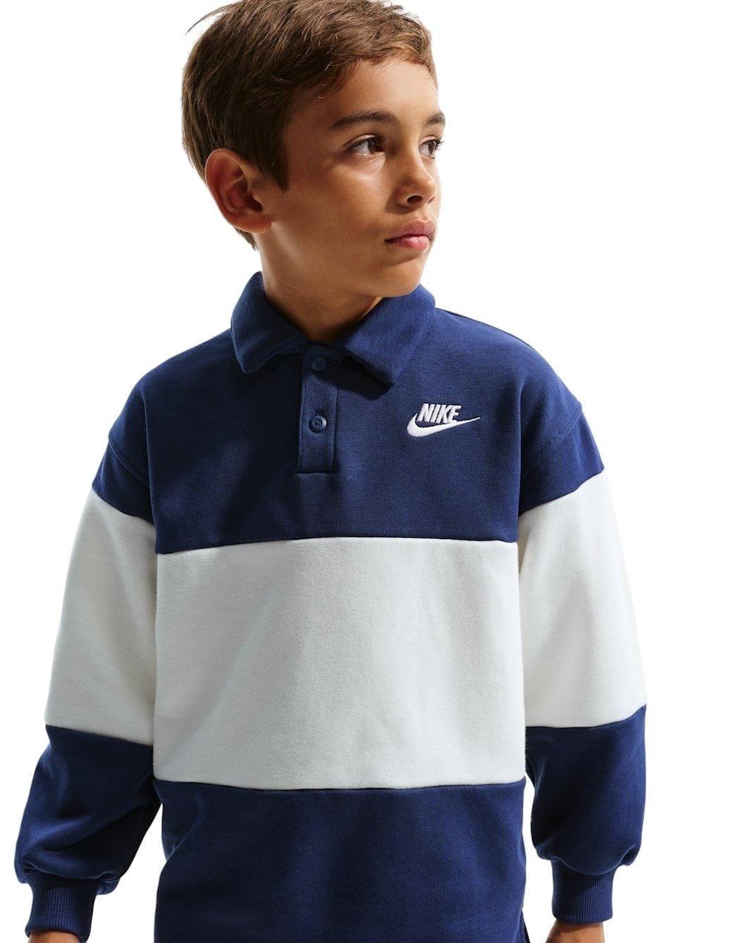 Nike Big Kids' Sportswear Club French Terry Rugby Shirt - Blue - BLUE Thumbnail View 3