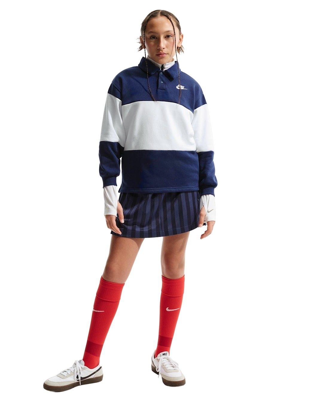 Nike Big Kids' Sportswear Club French Terry Rugby Shirt - Blue - BLUE Thumbnail View 5