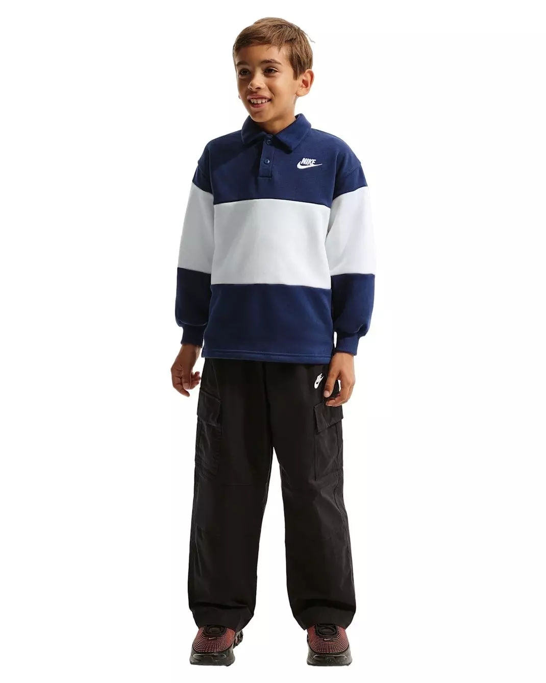 Nike Big Kids' Sportswear Club French Terry Rugby Shirt - Blue - BLUE