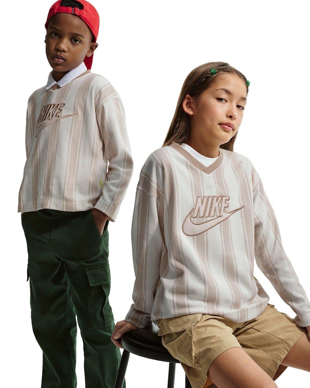Nike Big Kids' Sportswear Collection Long-Sleeve Mesh Jersey - Brown - BROWN Thumbnail View 1