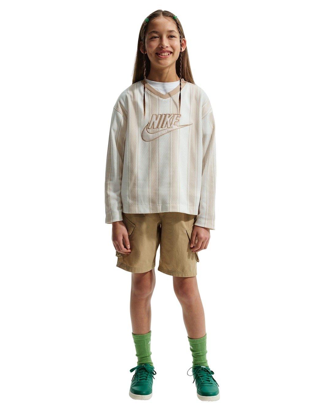 Nike Big Kids' Sportswear Collection Long-Sleeve Mesh Jersey - Brown - BROWN Thumbnail View 5