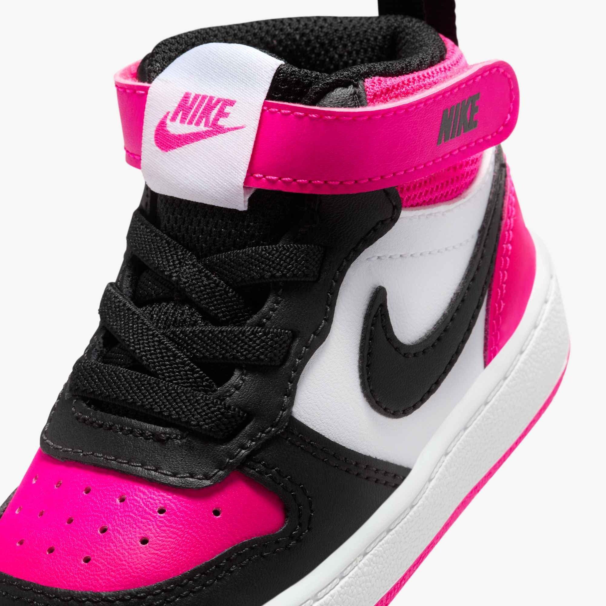 Nike Court Borough Mid 2 "White/Fierce Pink/Black" Infant Girls' Shoe - WHITE/PINK/BLACK Thumbnail View 6