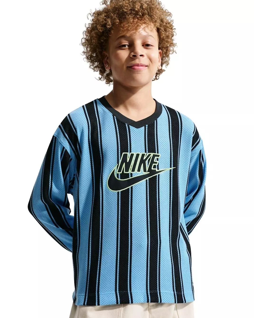 Nike Big Kids' Sportswear Collection Long-Sleeve Mesh Jersey - Blue - BLUE