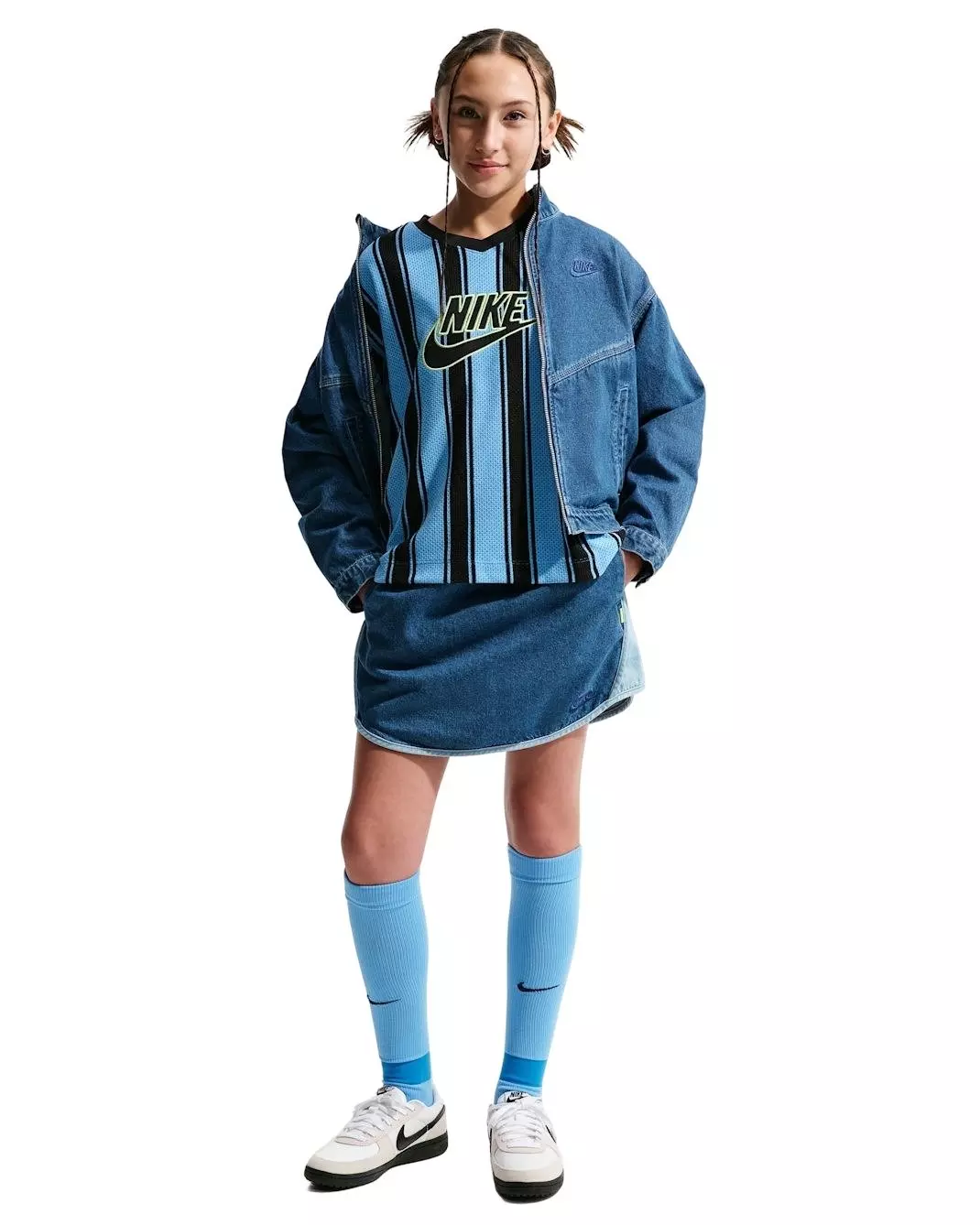 Nike Big Kids' Sportswear Collection Long-Sleeve Mesh Jersey - Blue - BLUE