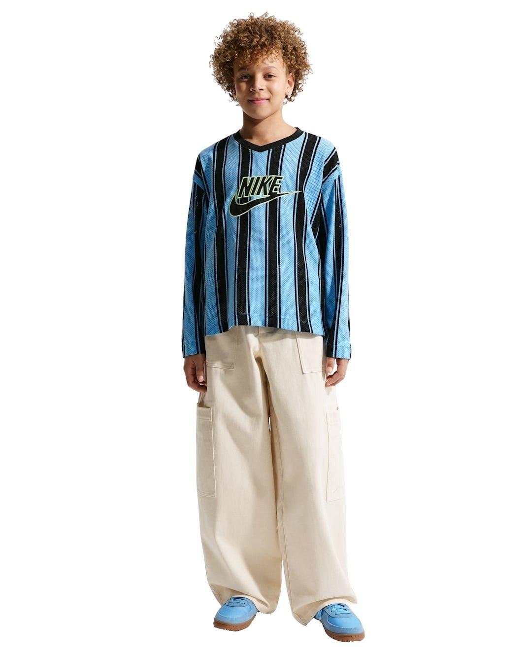 Nike Big Kids' Sportswear Collection Long-Sleeve Mesh Jersey - Blue - BLUE Thumbnail View 6