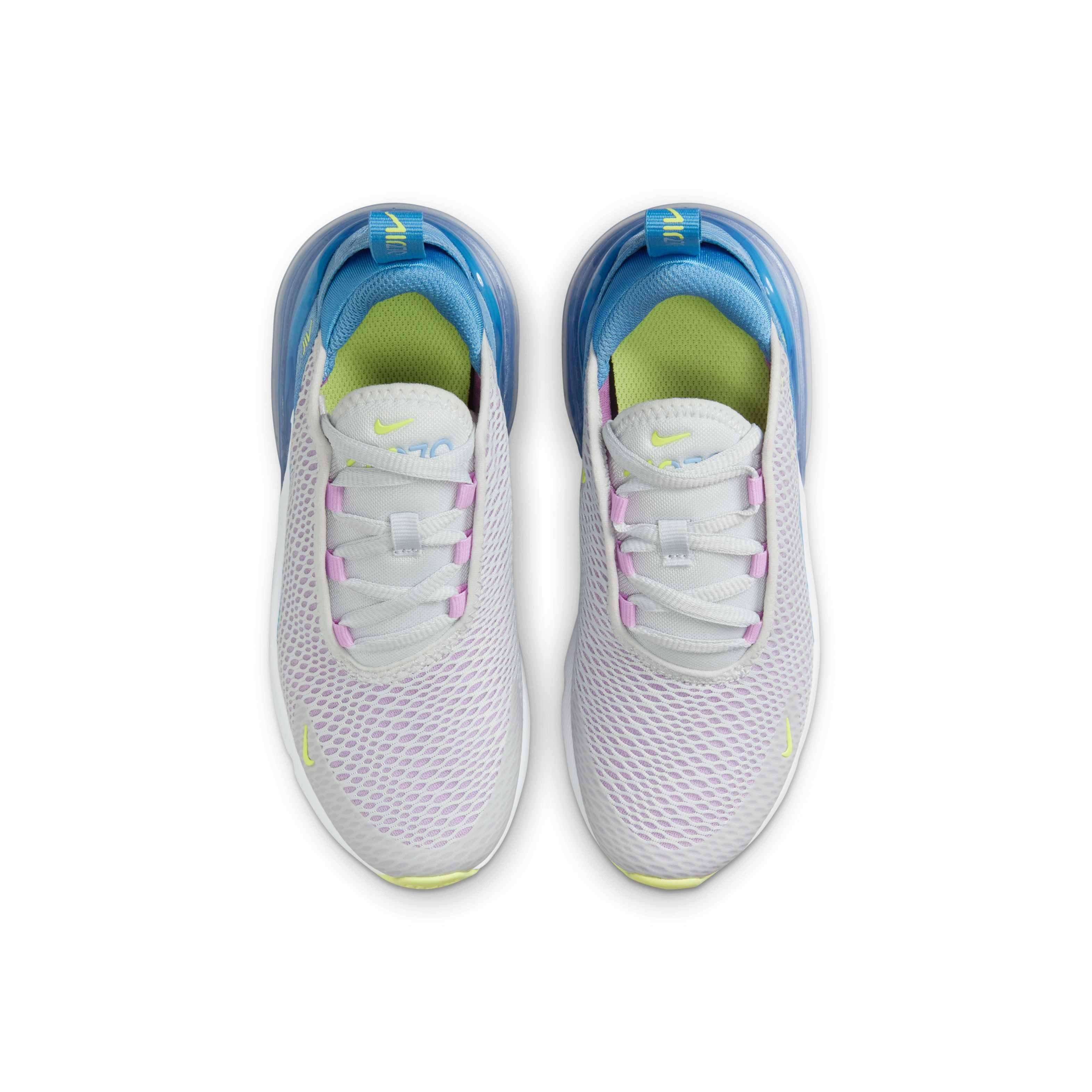 Nike Air Max 270 Preschool Boys' "Pure Platinum/Rush Fuchsia/Blue Beyond/Light Lemon Twist" Shoe