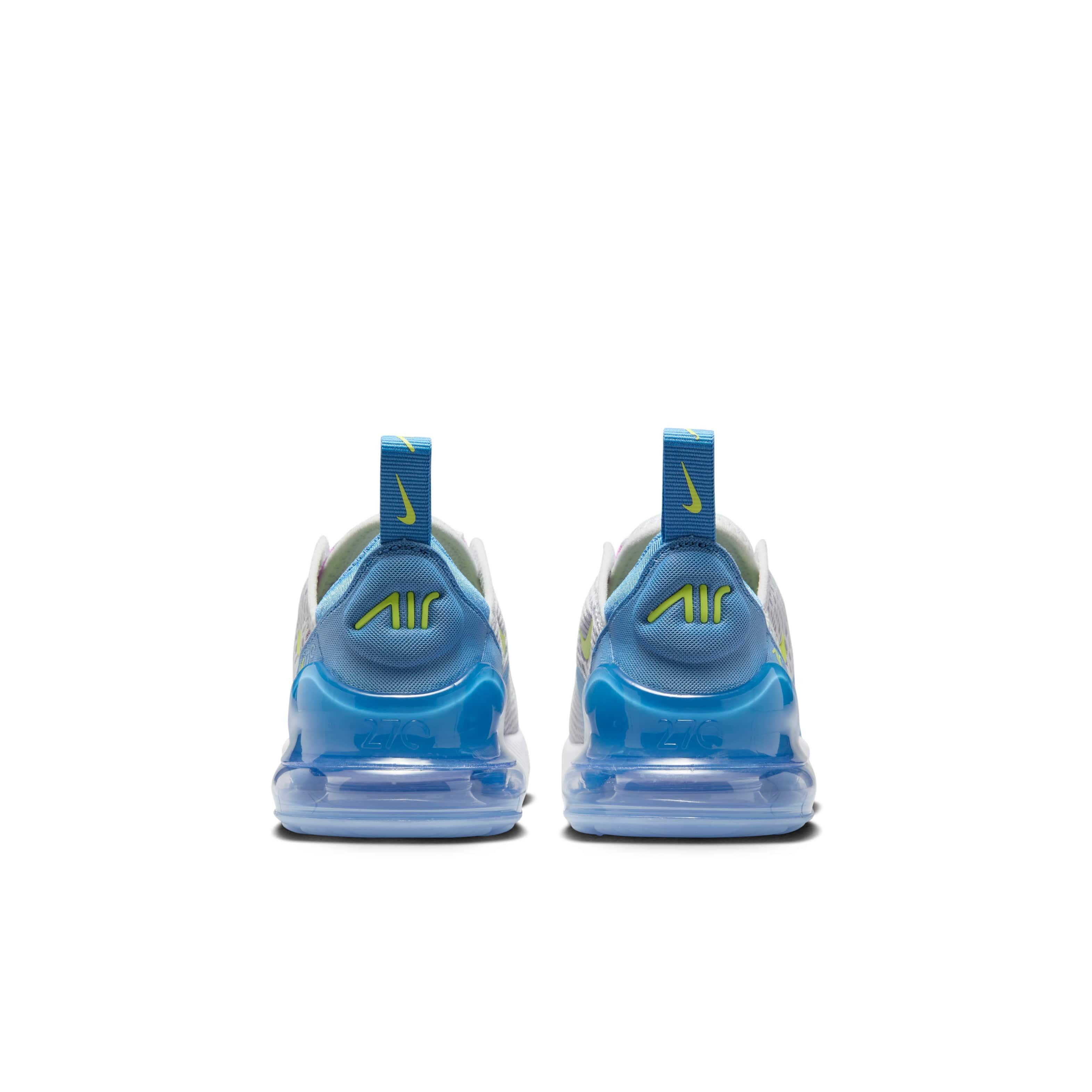 Nike Air Max 270 Preschool Boys' "Pure Platinum/Rush Fuchsia/Blue Beyond/Light Lemon Twist" Shoe